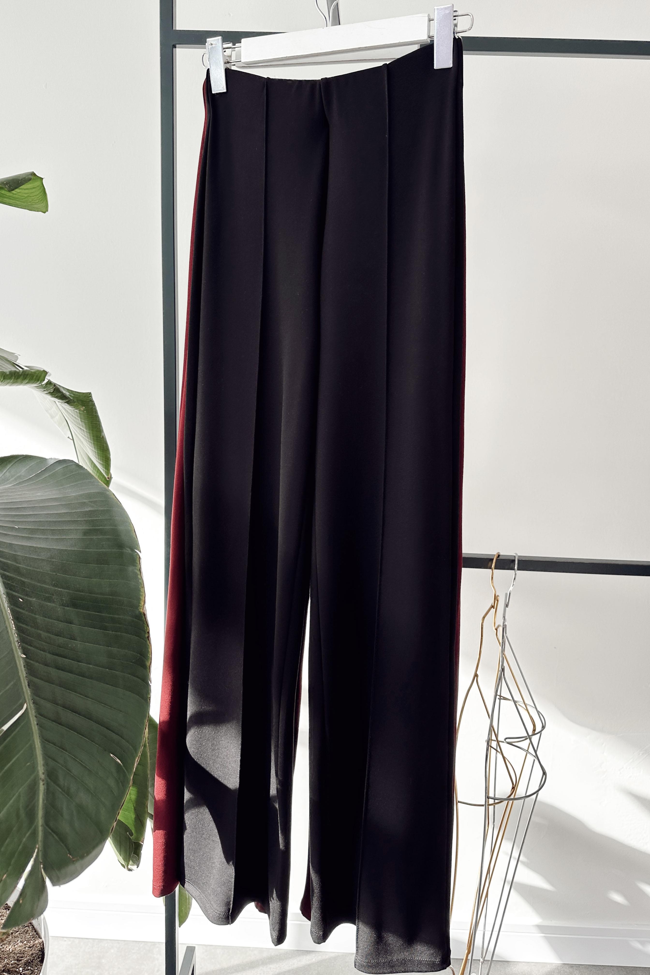 Premium Kalite Çımalı Palazzo Pantolon Siyah