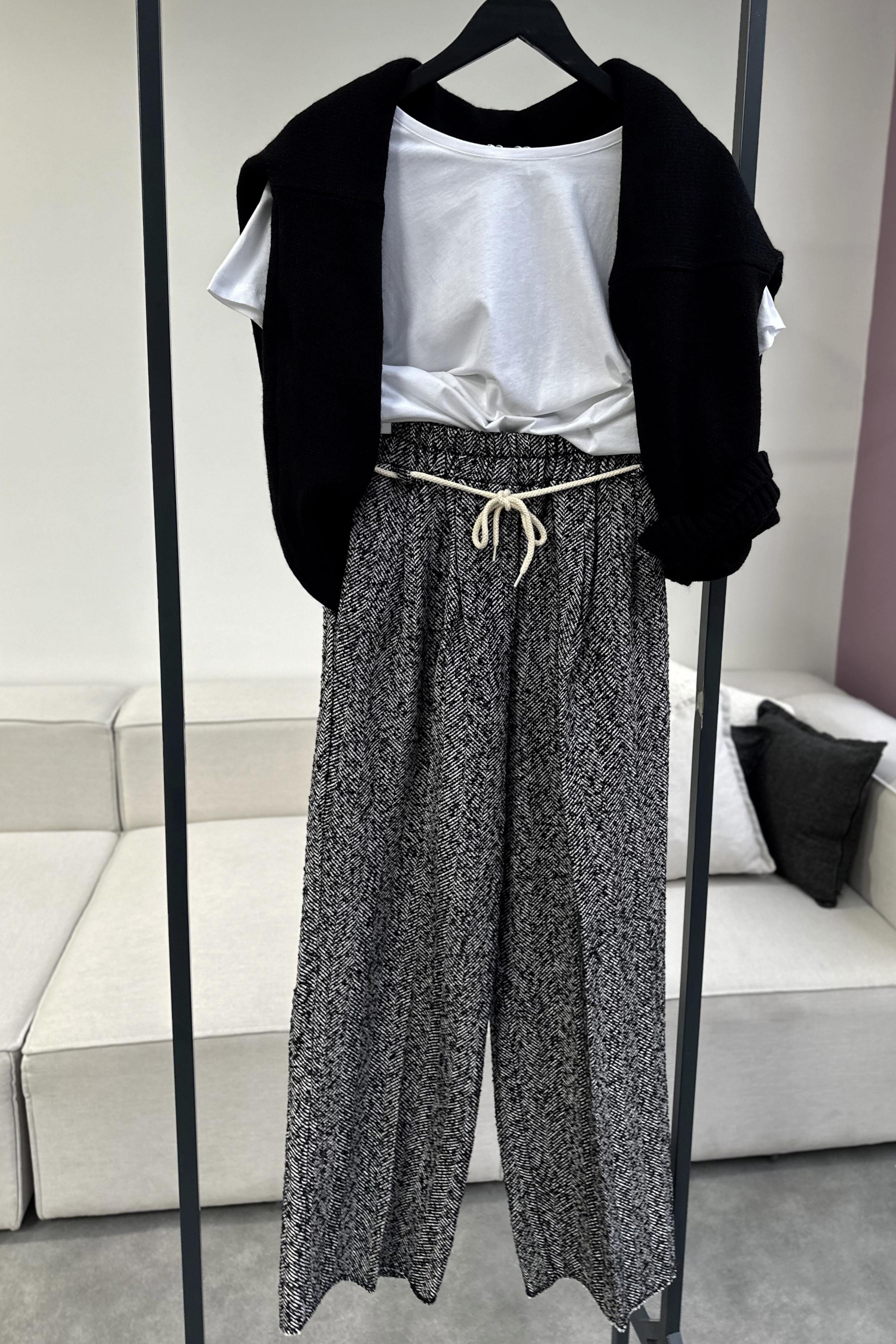 Premium Kalite İp Bağlamalı Kaşe Çımalı Pantolon Gri