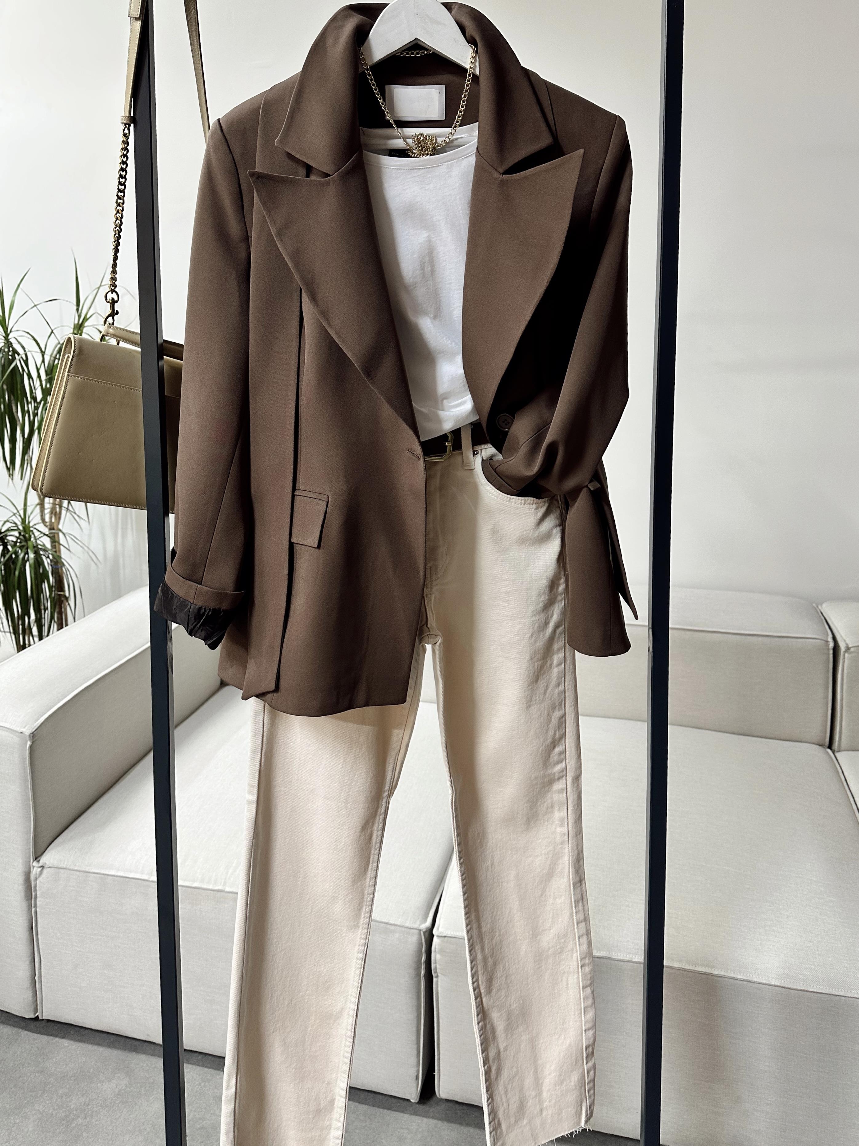 Premium Kalite Saten Astarlı Pera Blazer Ceket