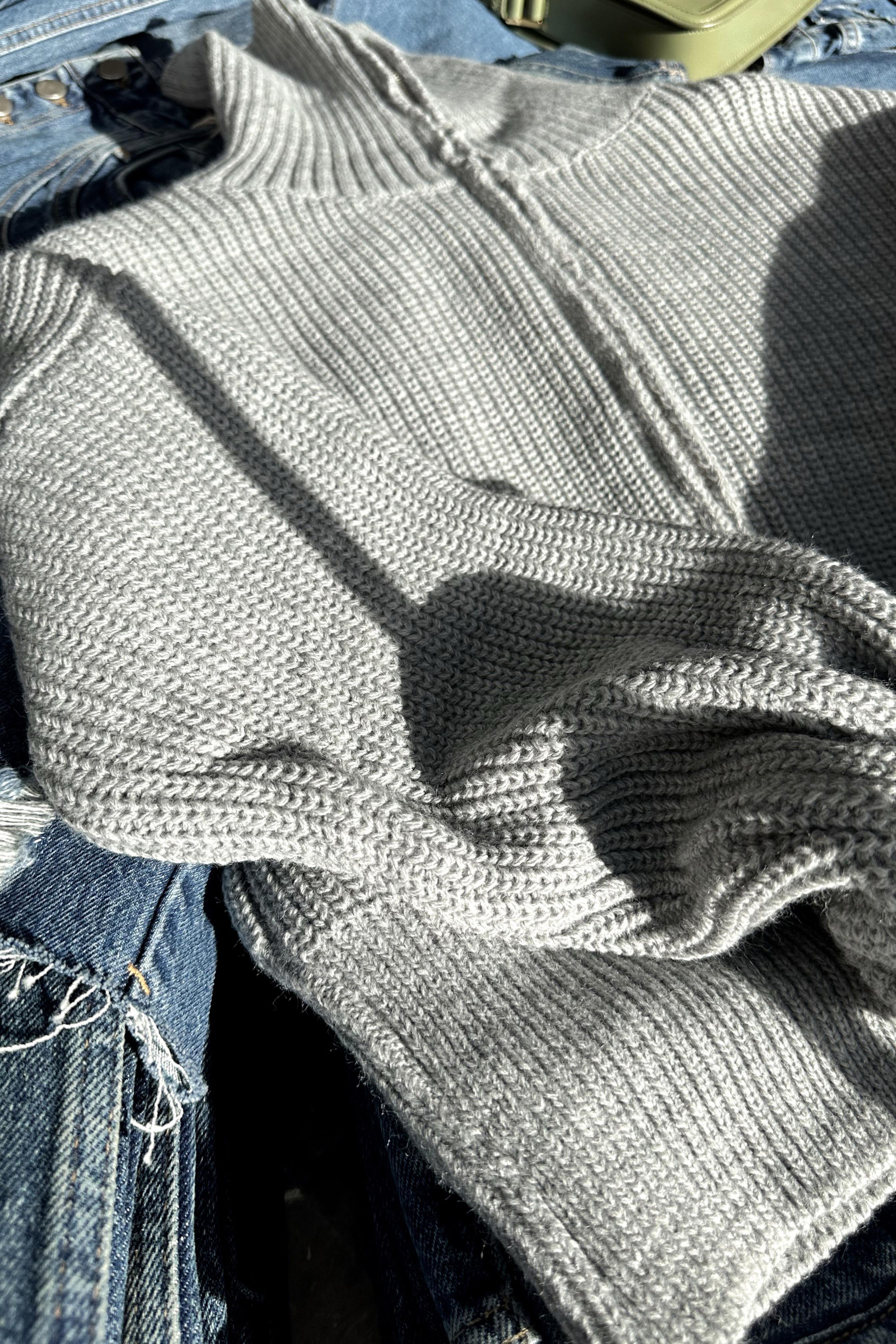 Premium Kalite Selanik Örme Fermuarlı Hırka Gri