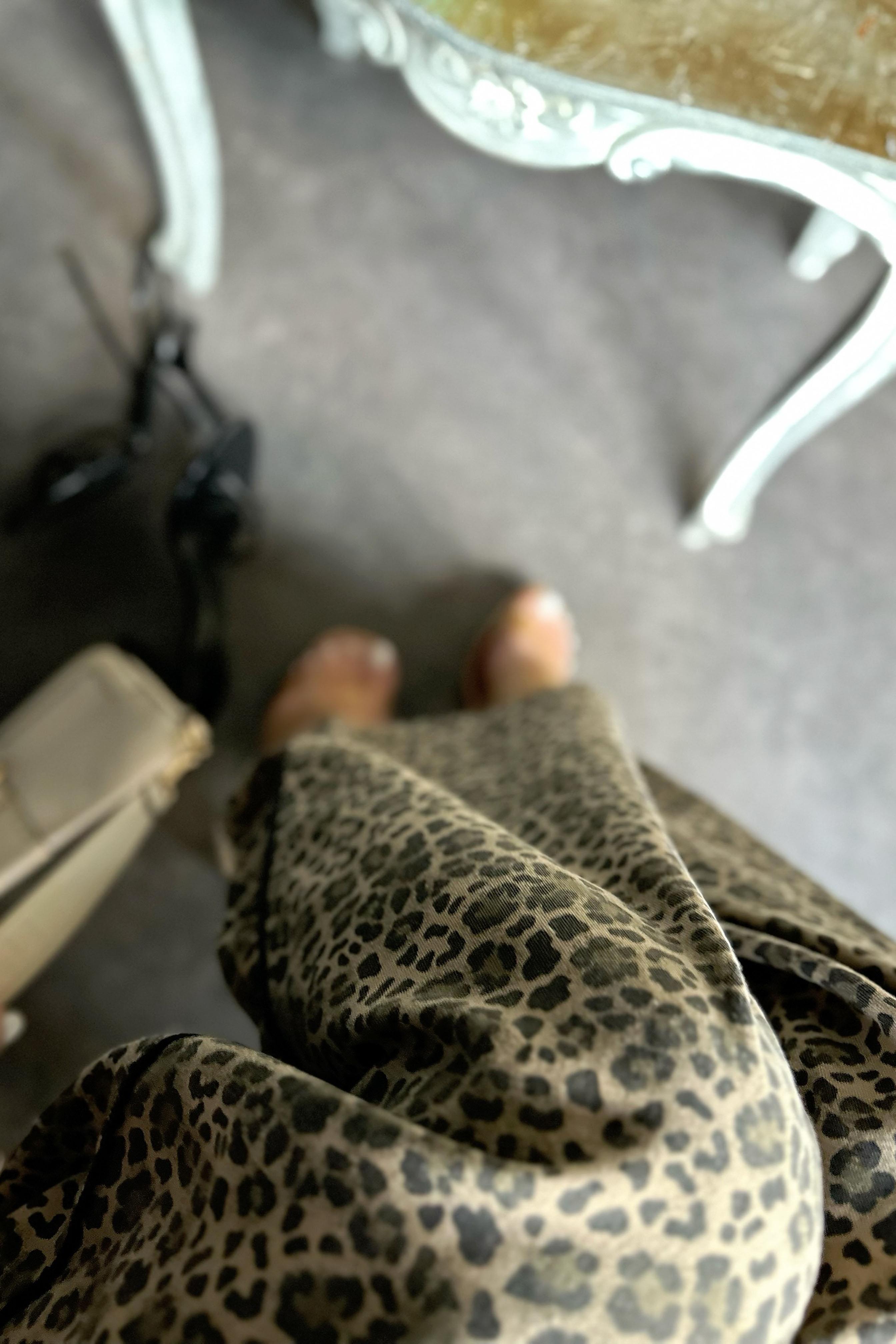Premium Kalite Şerit Detaylı Leopar Palazzo Pantolon Siyah