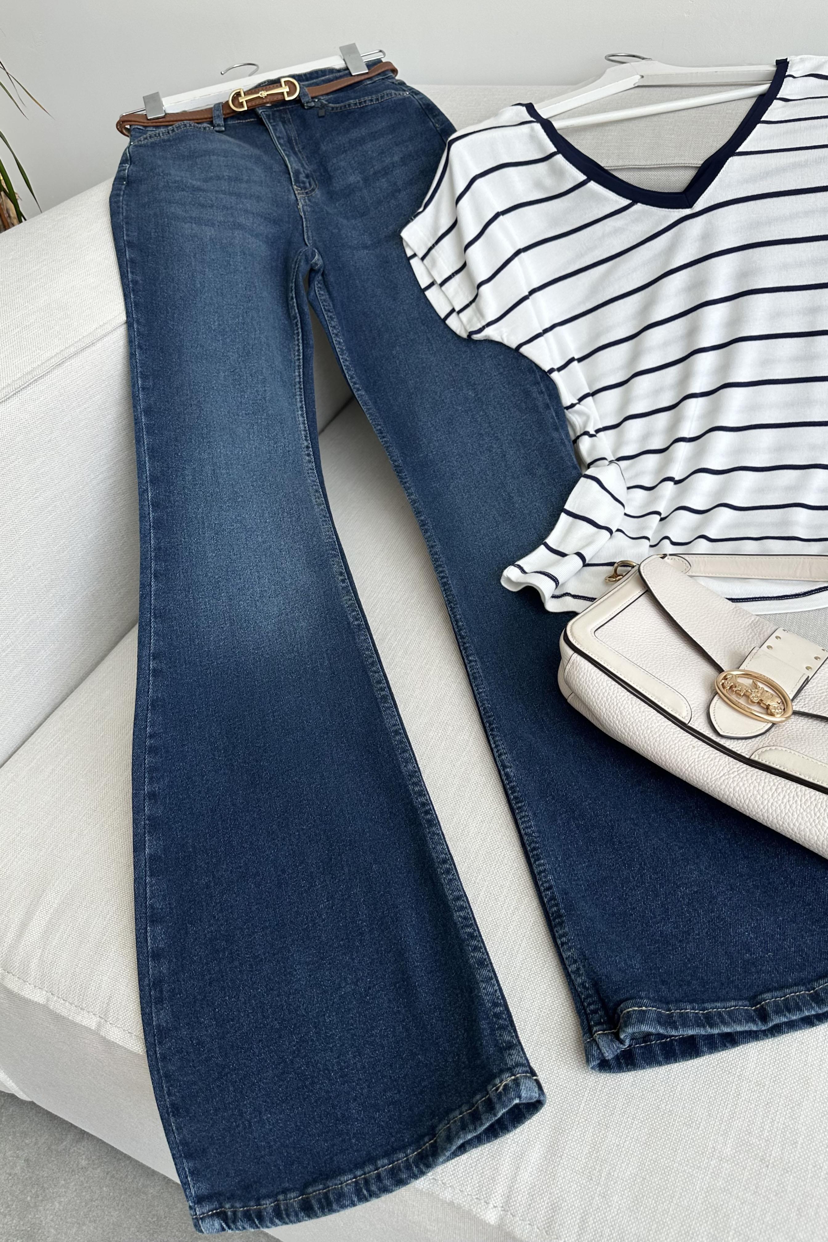 Premium Kalite Yüksek Bel Straight Jean Gece Mavisi