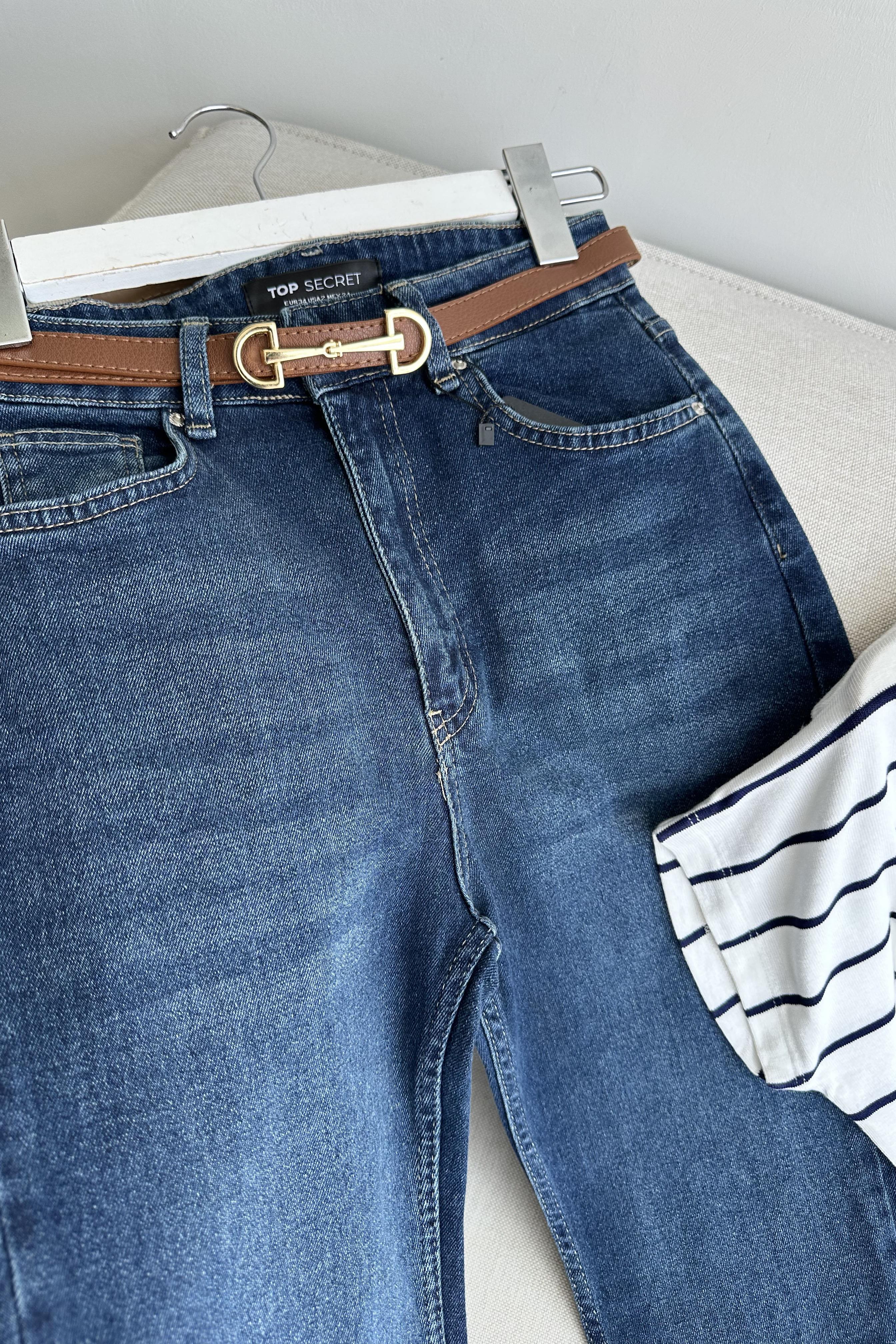 Premium Kalite Yüksek Bel Straight Jean Gece Mavisi