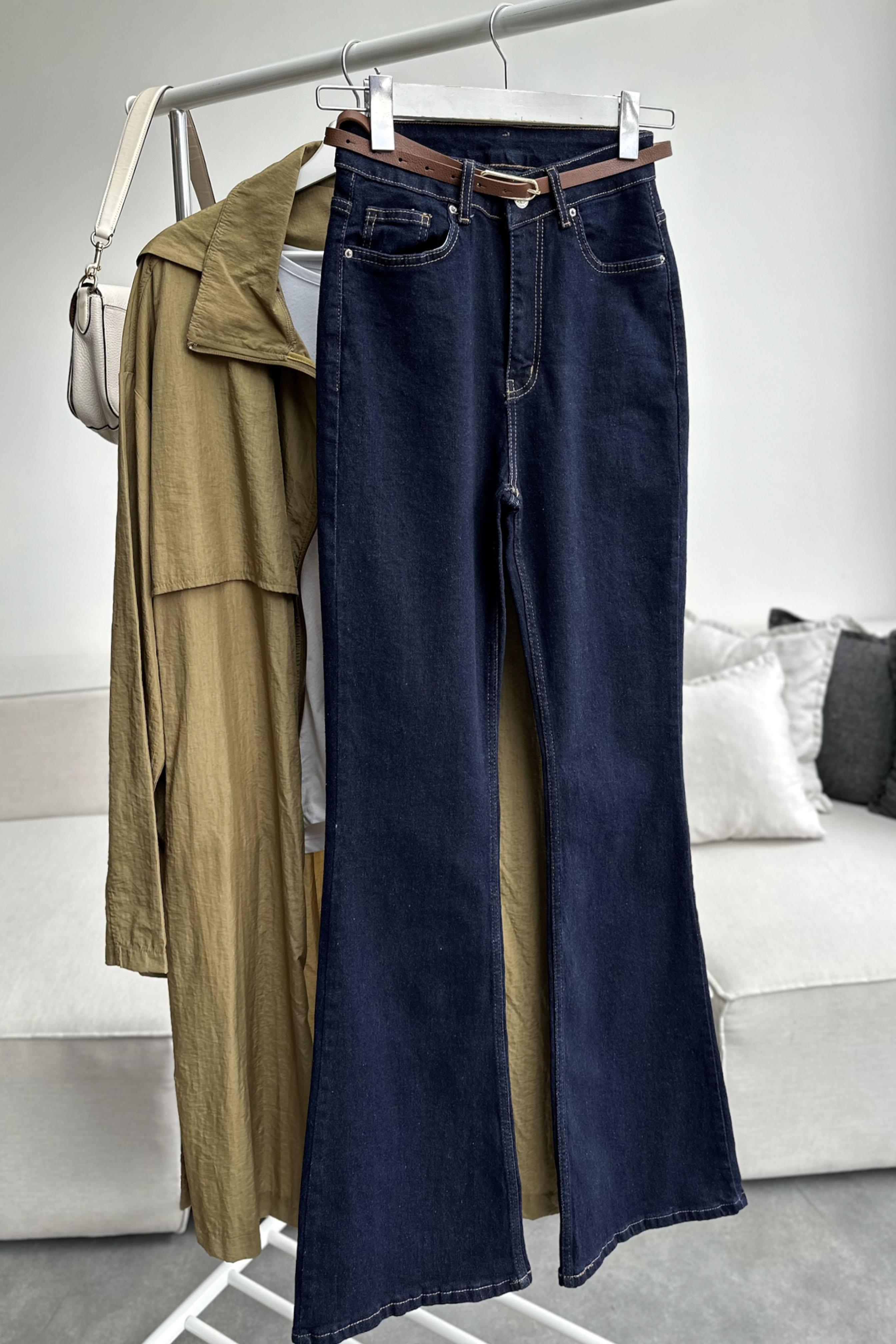 Premium Kalite Yüksek Bel Straight Jean Pantolon Lacivert