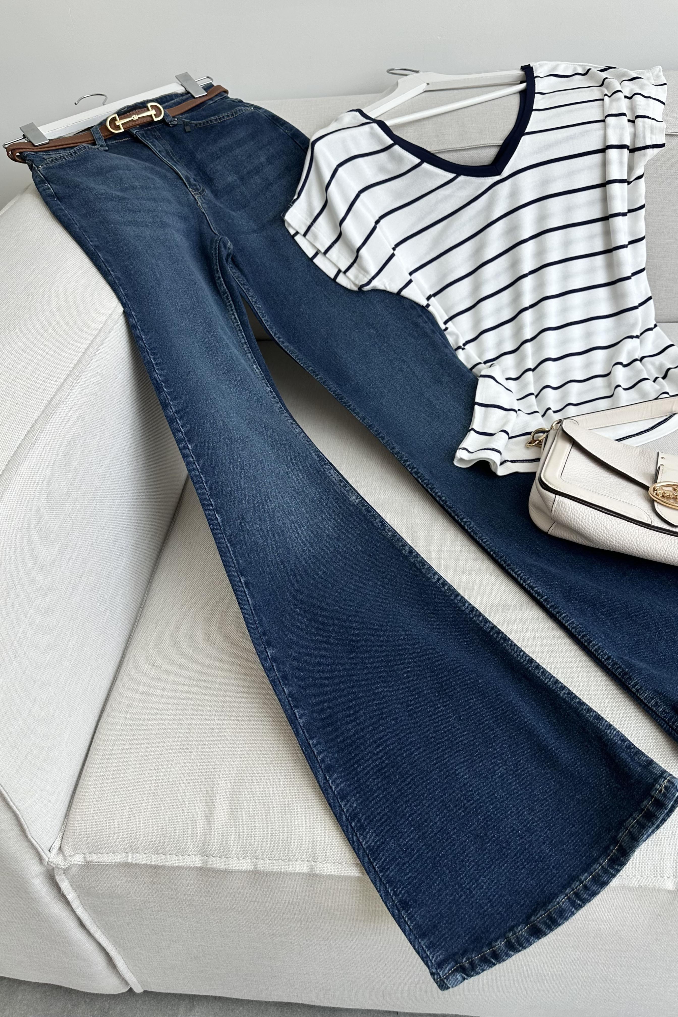 Premium Kalite Yüksek Bel Straight Jean Gece Mavisi