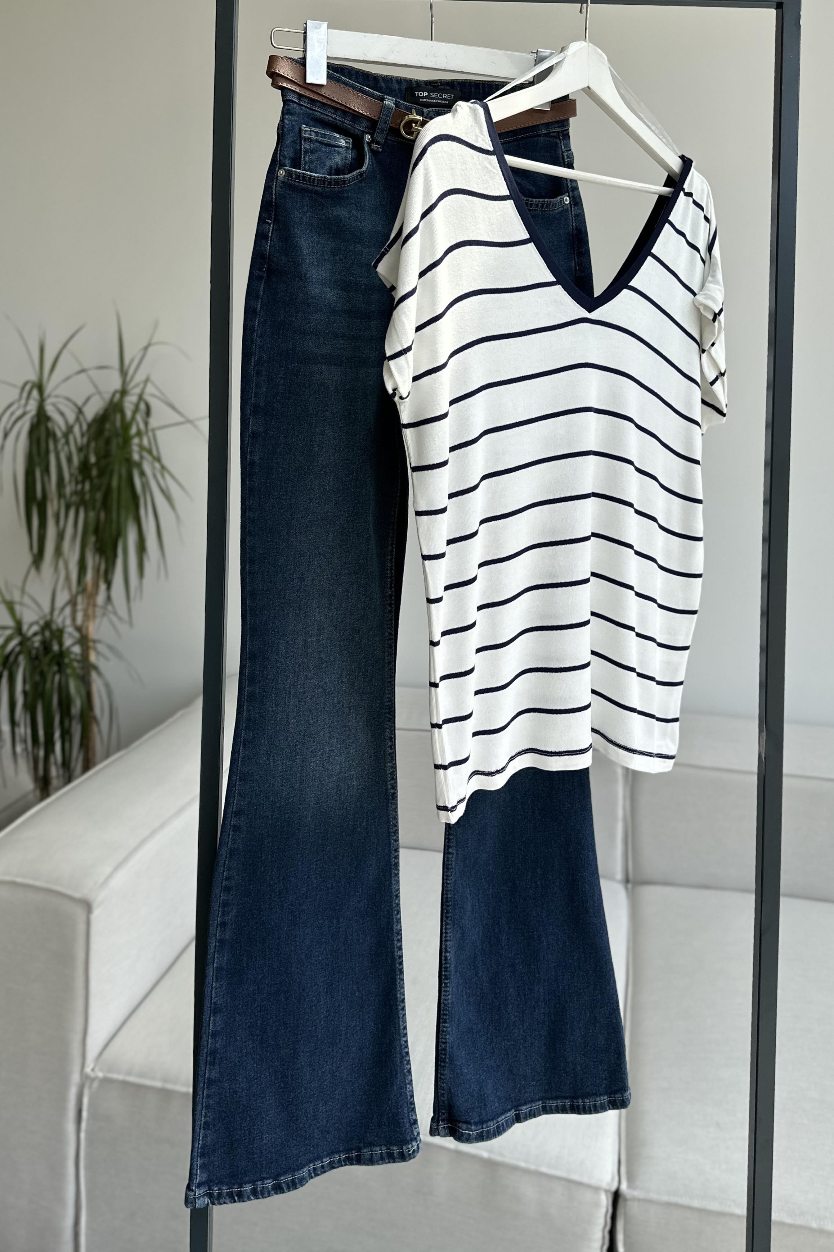 Premium Kalite Yüksek Bel Straight Jean Gece Mavisi