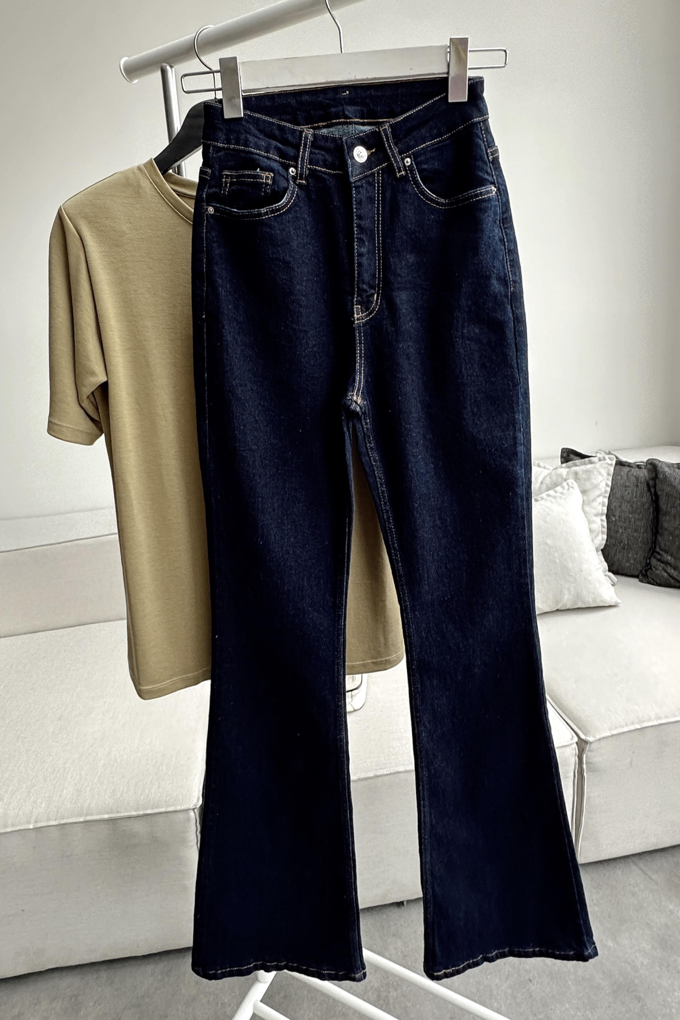 Premium Kalite Yüksek Bel Straight Jean Pantolon Lacivert