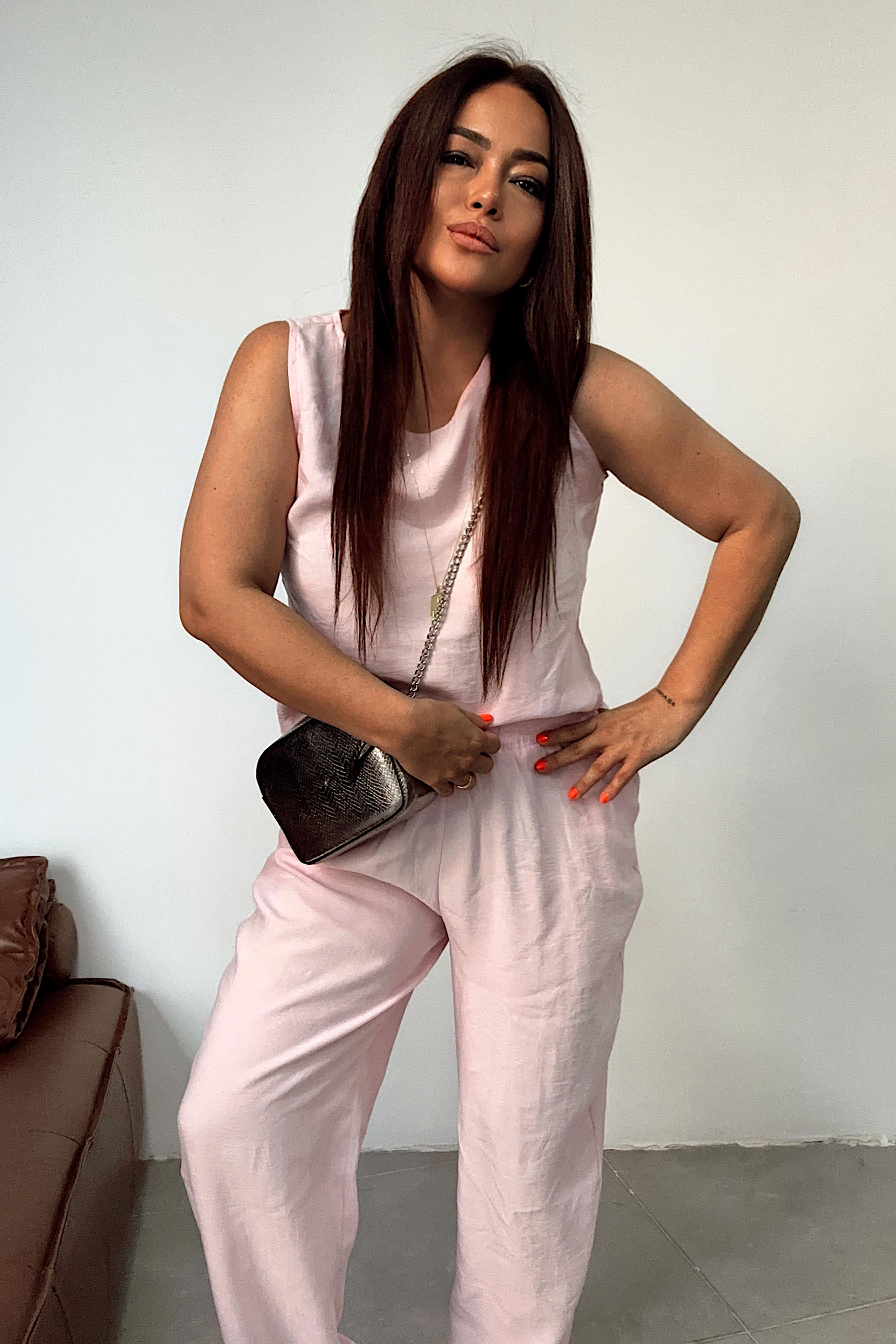 Premium Seri Kolsuz Tensel İkili Takım Toz Pembe