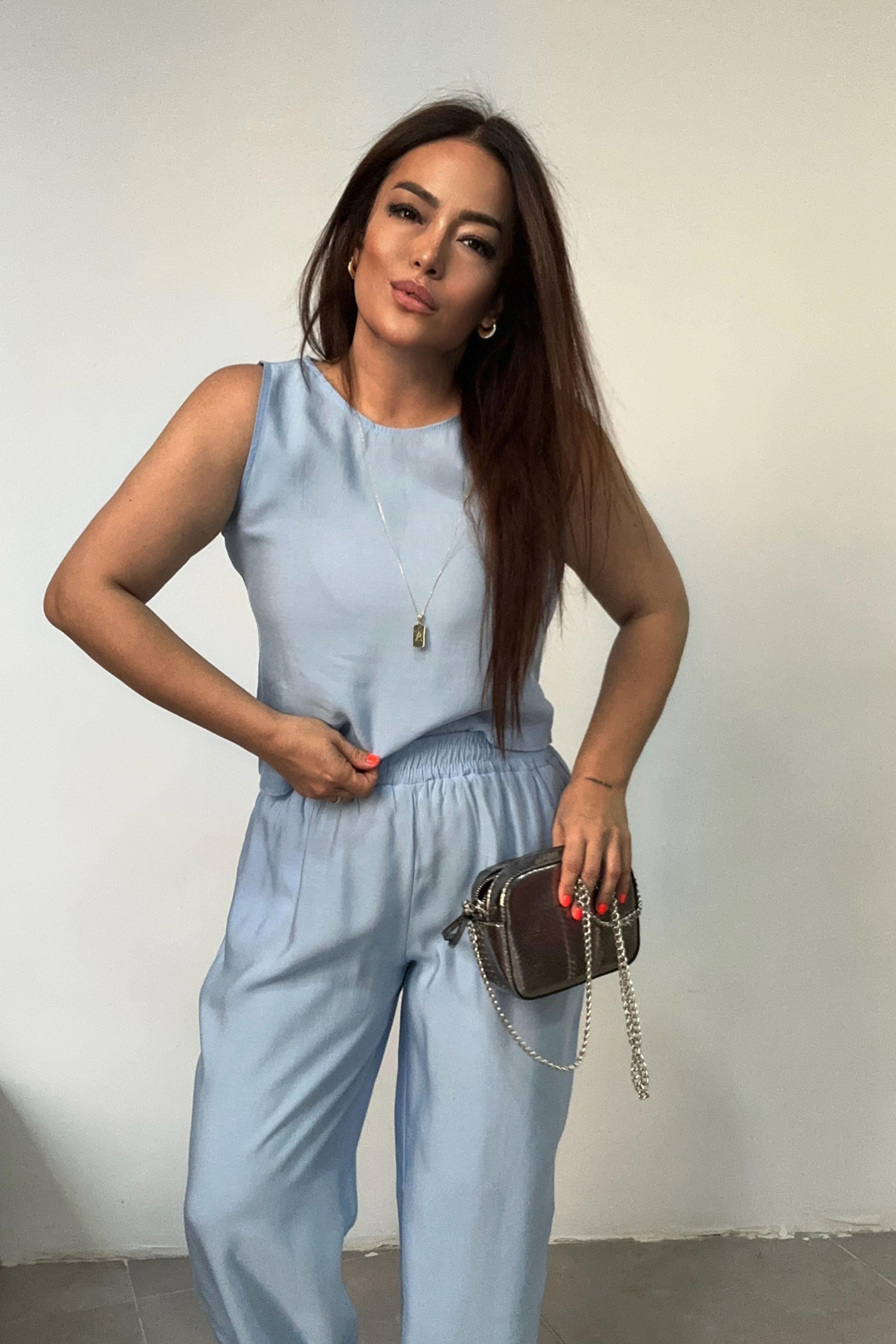 Premium Seri Kolsuz Tensel İkili Takım Bebe Mavisi