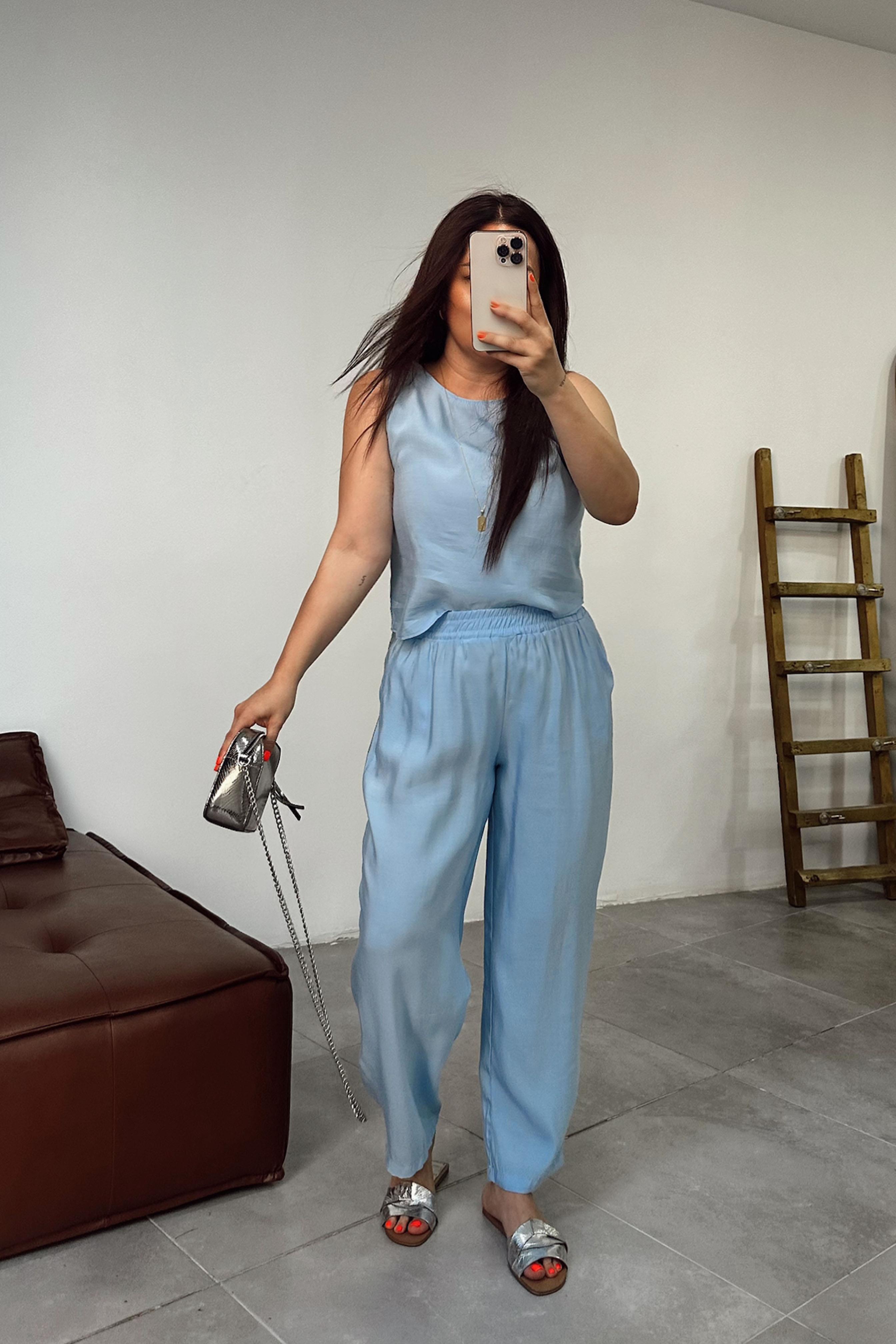 Premium Seri Kolsuz Tensel İkili Takım Bebe Mavisi