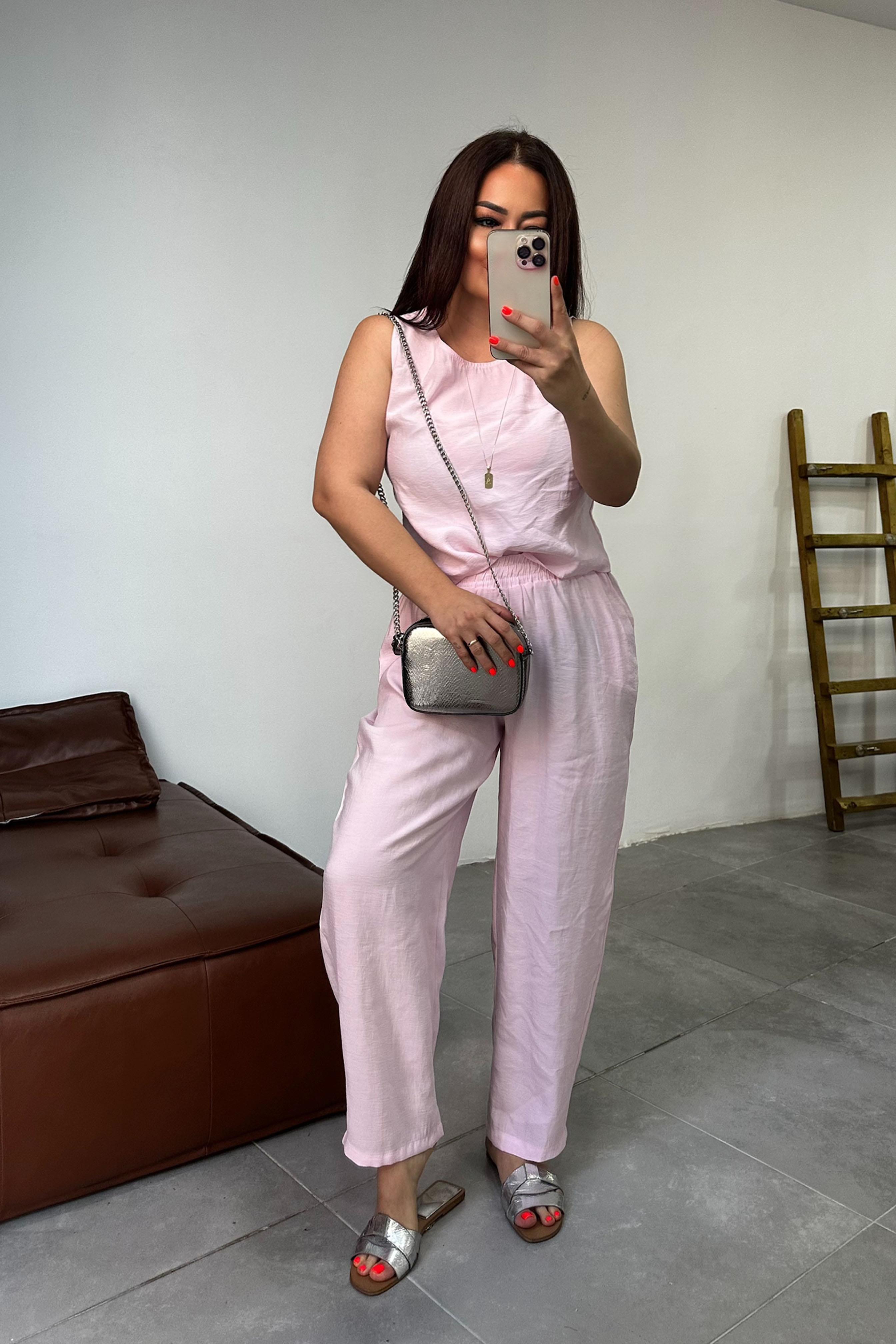 Premium Seri Kolsuz Tensel İkili Takım Toz Pembe