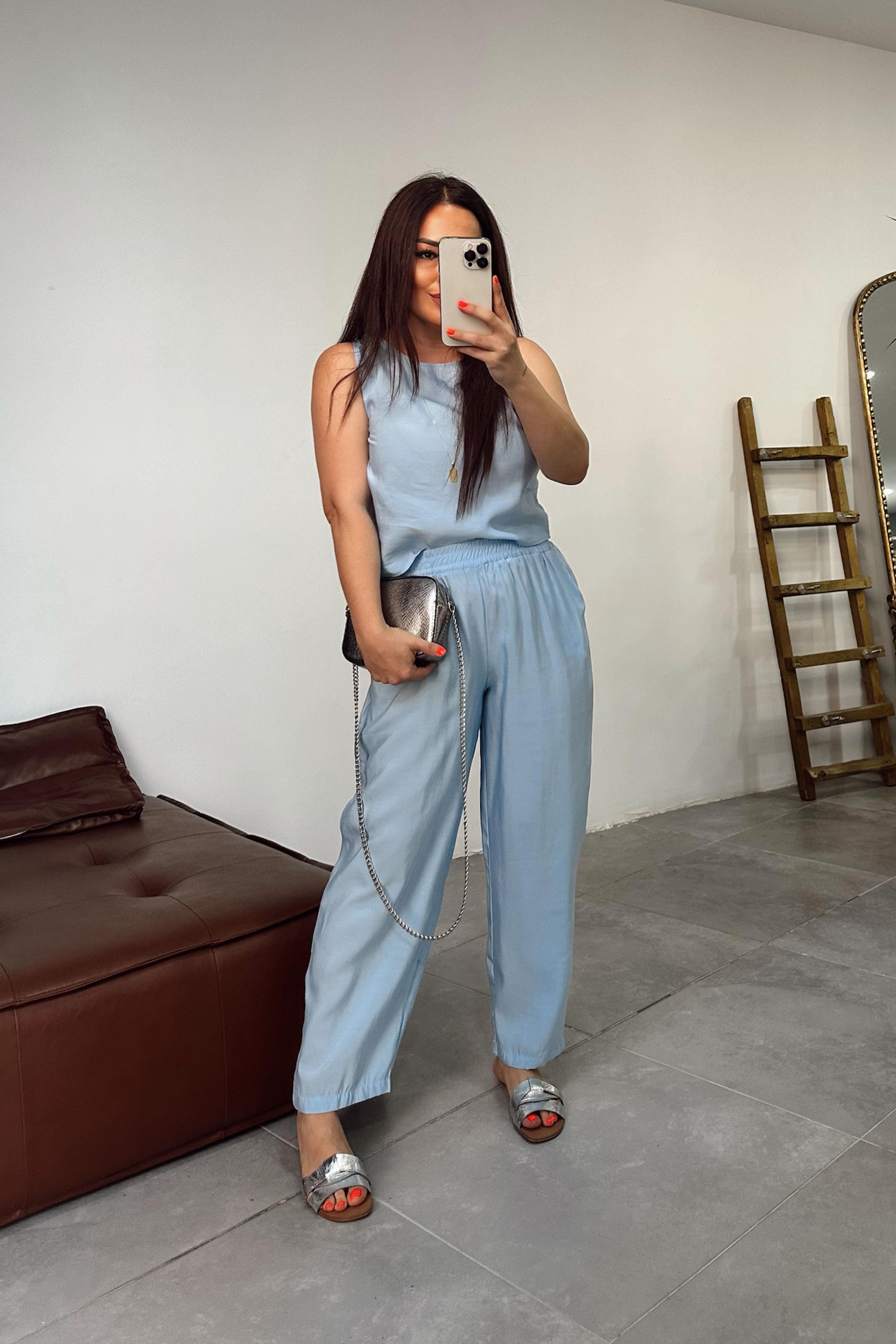 Premium Seri Kolsuz Tensel İkili Takım Bebe Mavisi