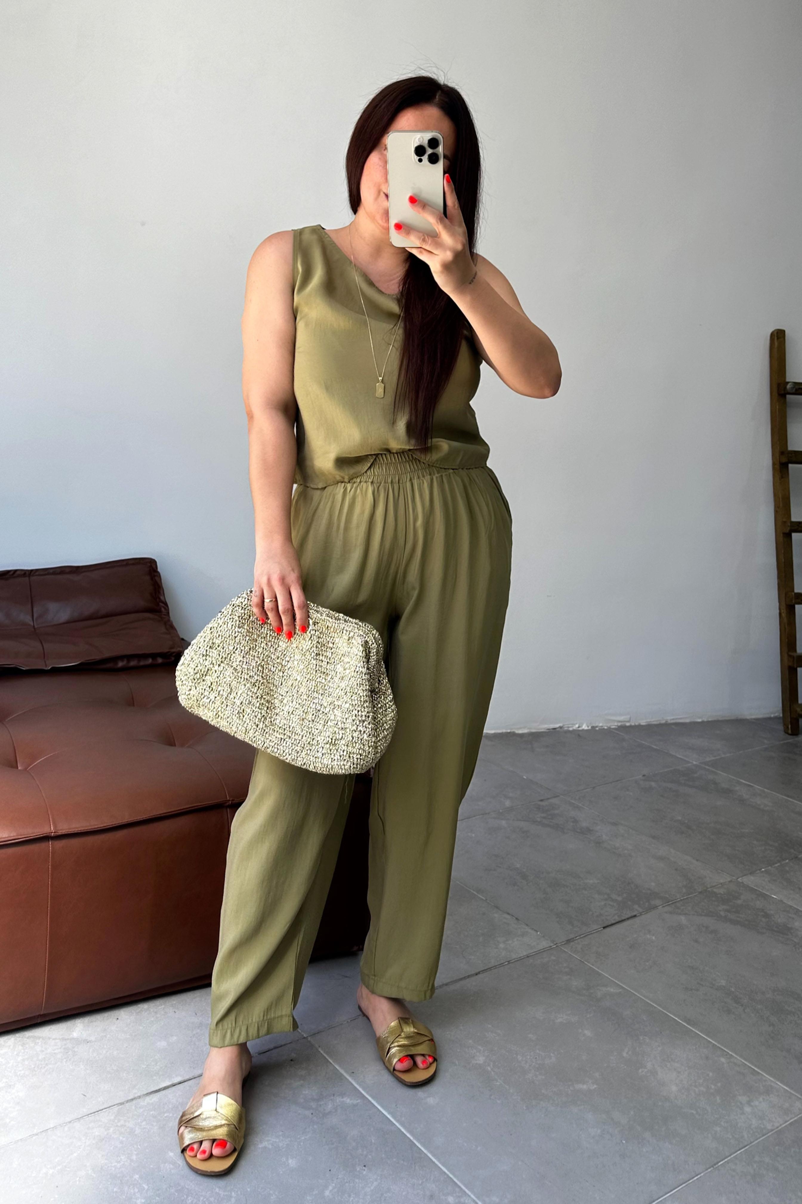 Premium Seri Kolsuz Tensel İkili Takım Yağ Yeşili