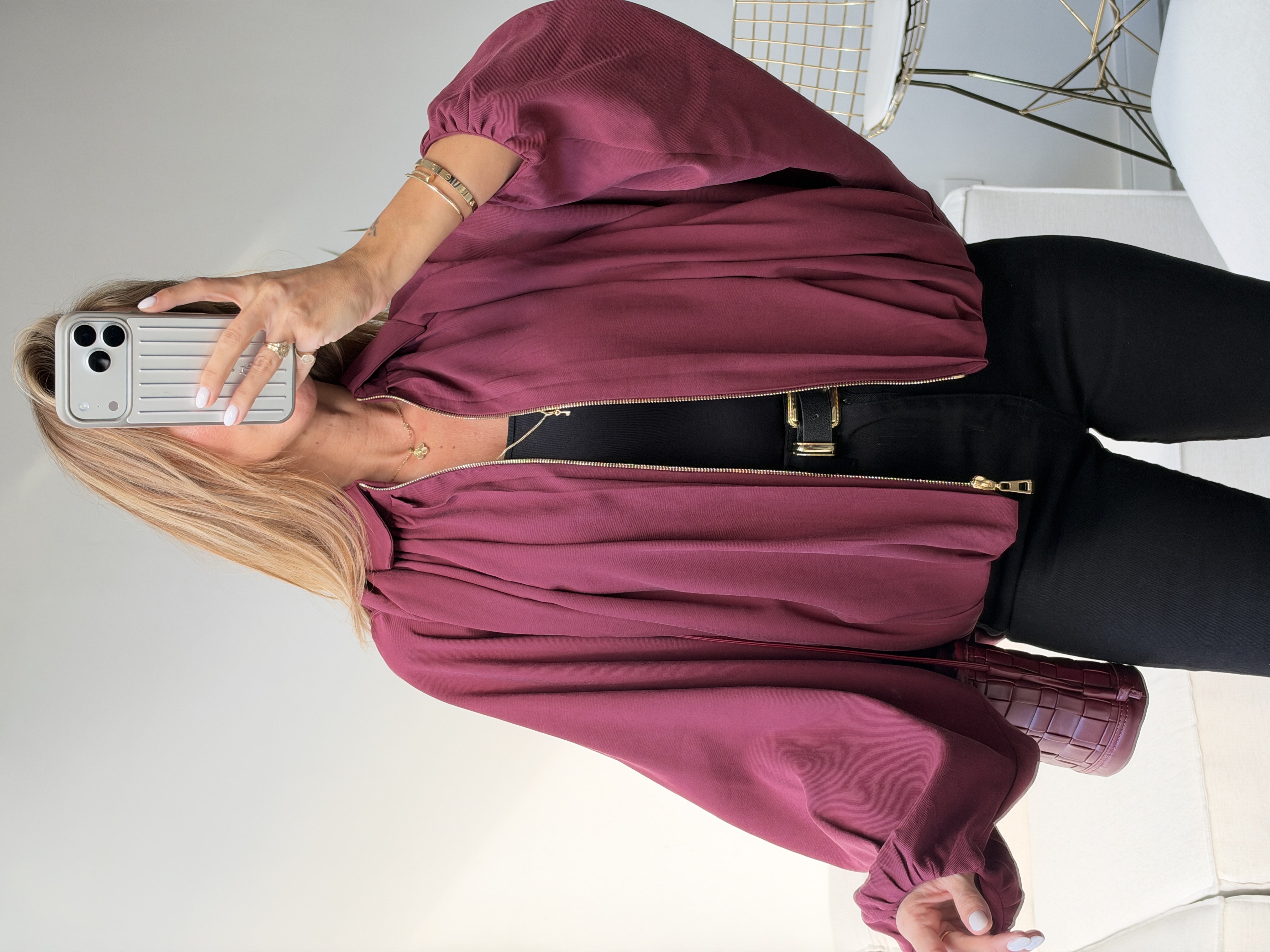 Premium Seri Tensel Bomber Ceket Bordo