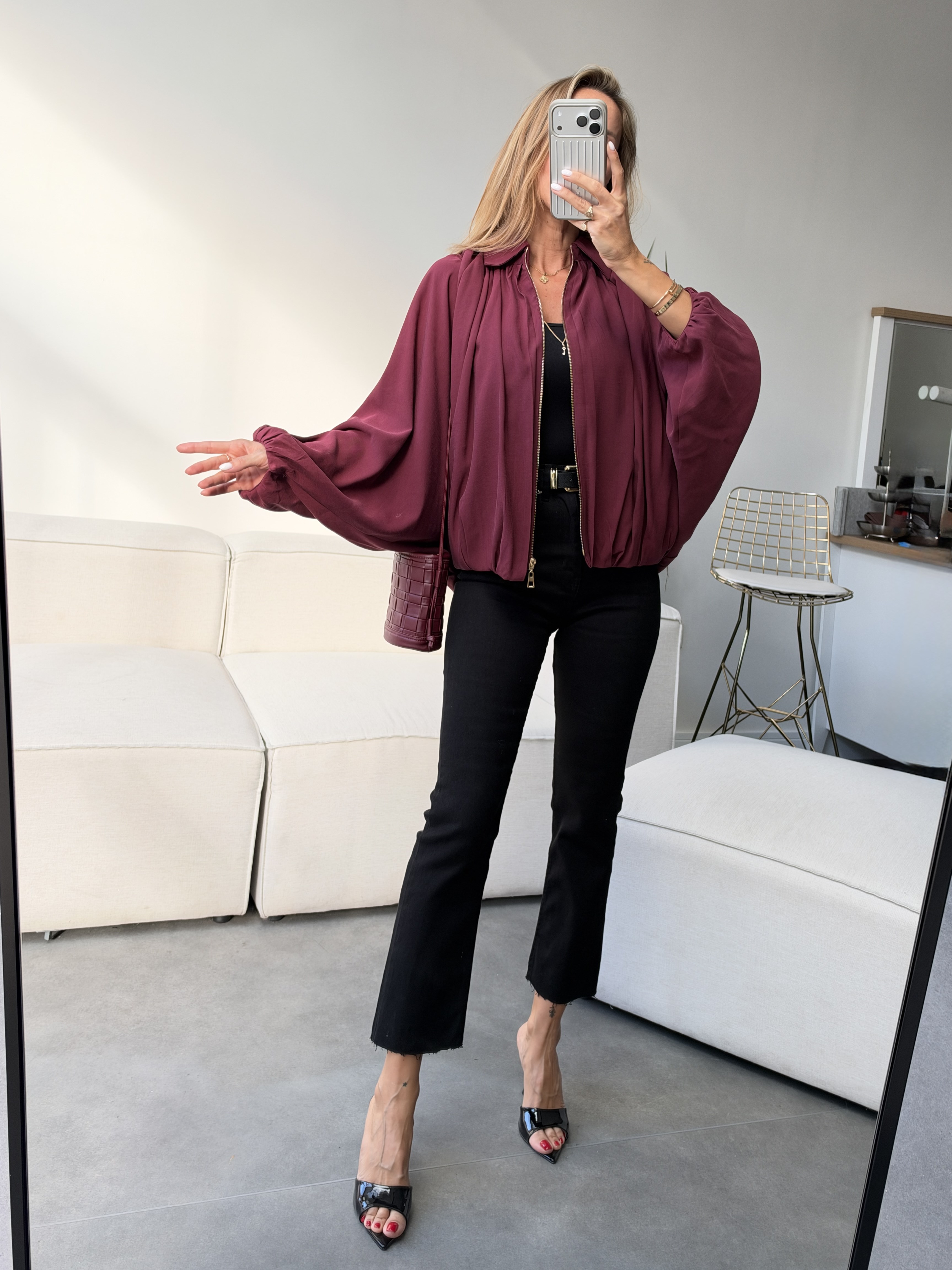 Premium Seri Tensel Bomber Ceket Bordo