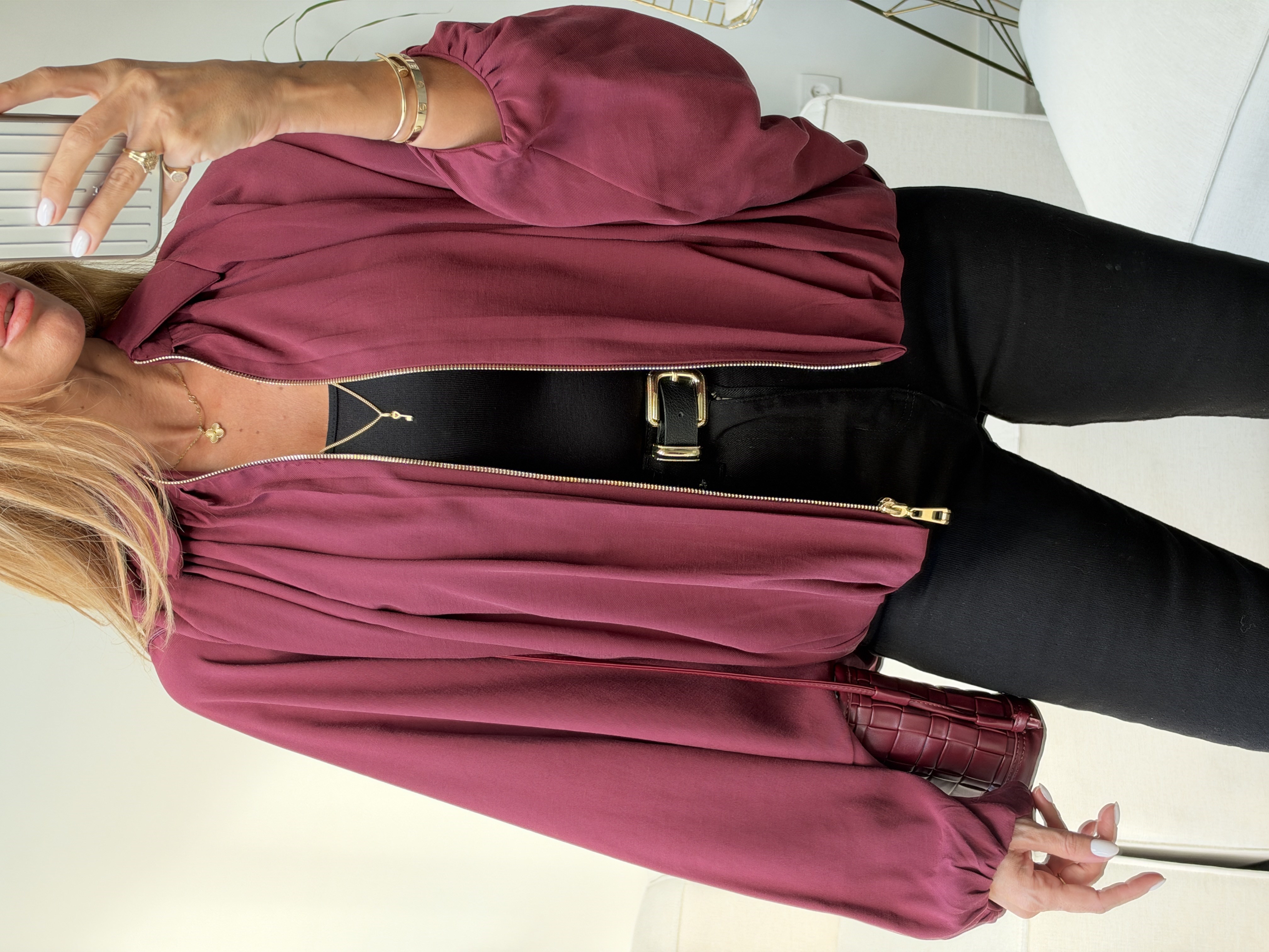 Premium Seri Tensel Bomber Ceket Bordo