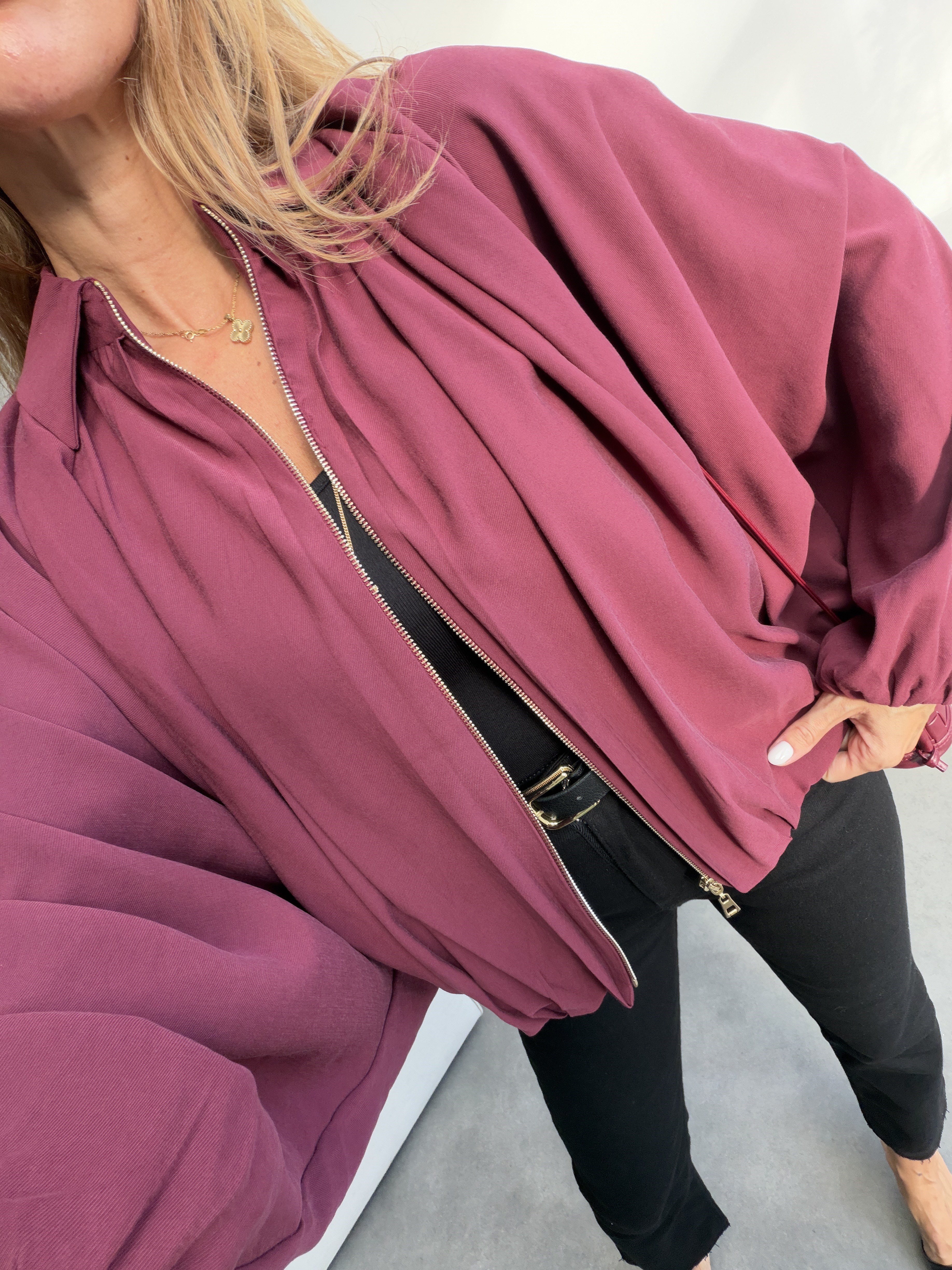 Premium Seri Tensel Bomber Ceket Bordo
