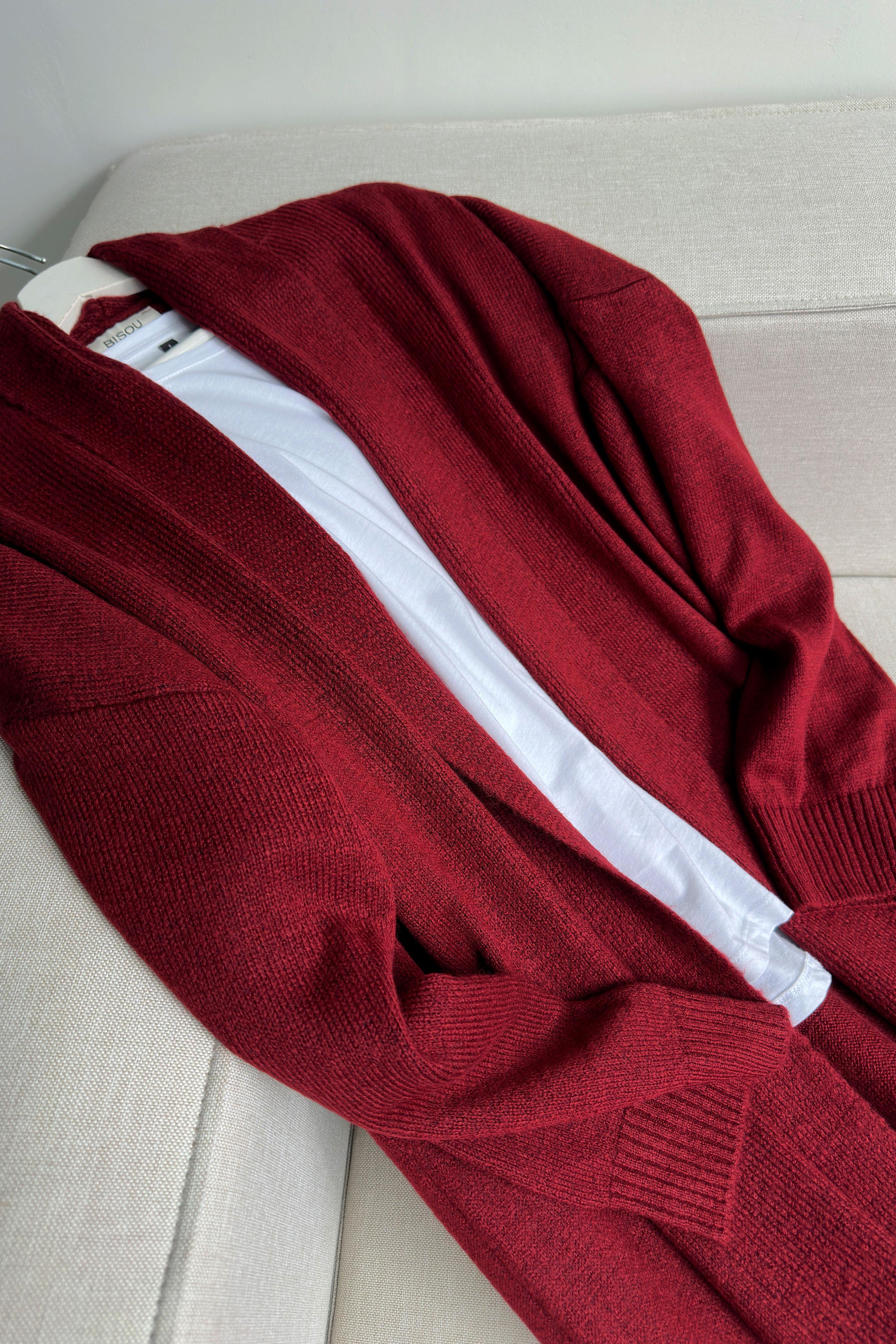 Premium Seri Uzun Triko Hırka Bordo