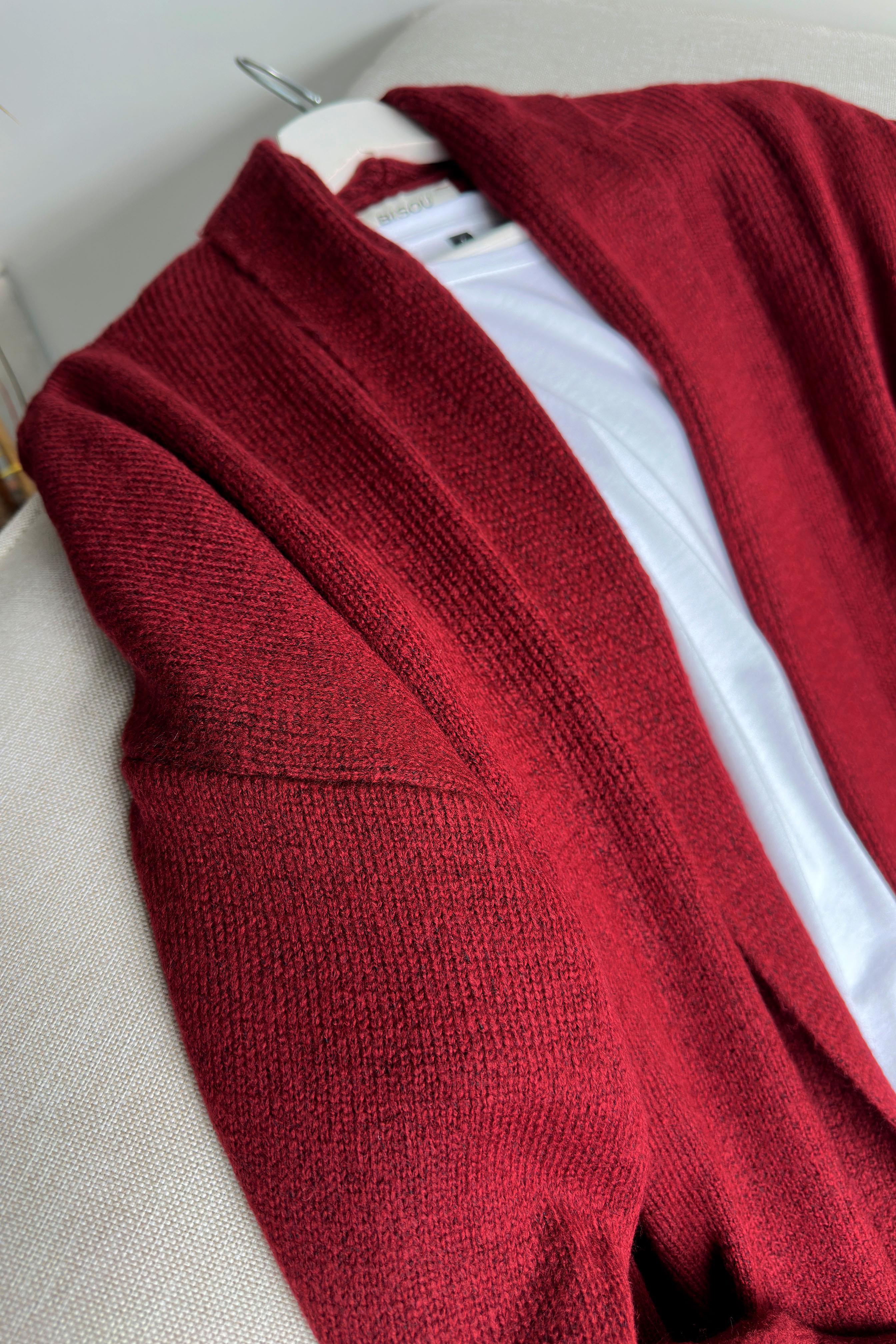 Premium Seri Uzun Triko Hırka Bordo