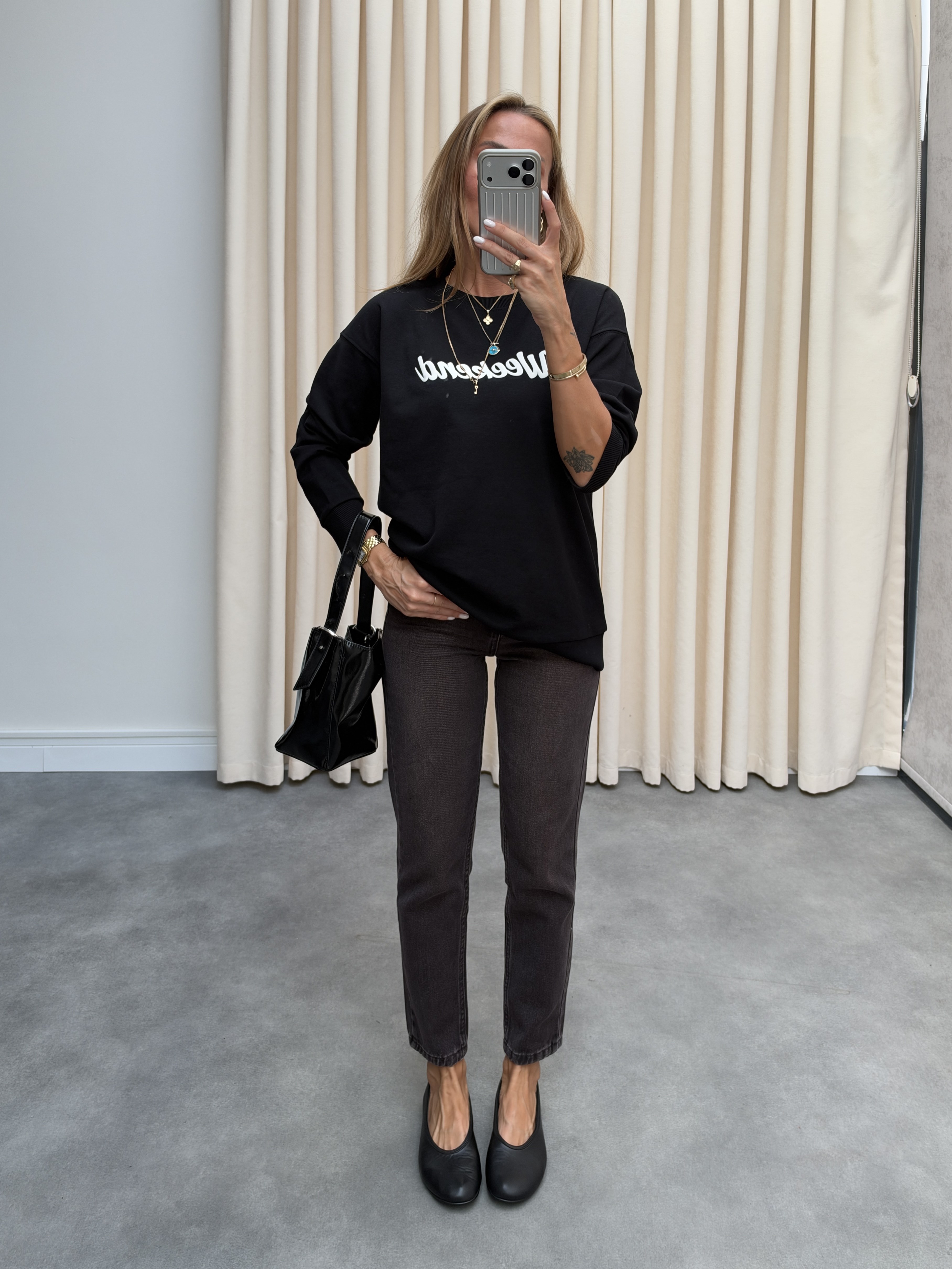 Weekend Yazılı Sweatshirt Siyah