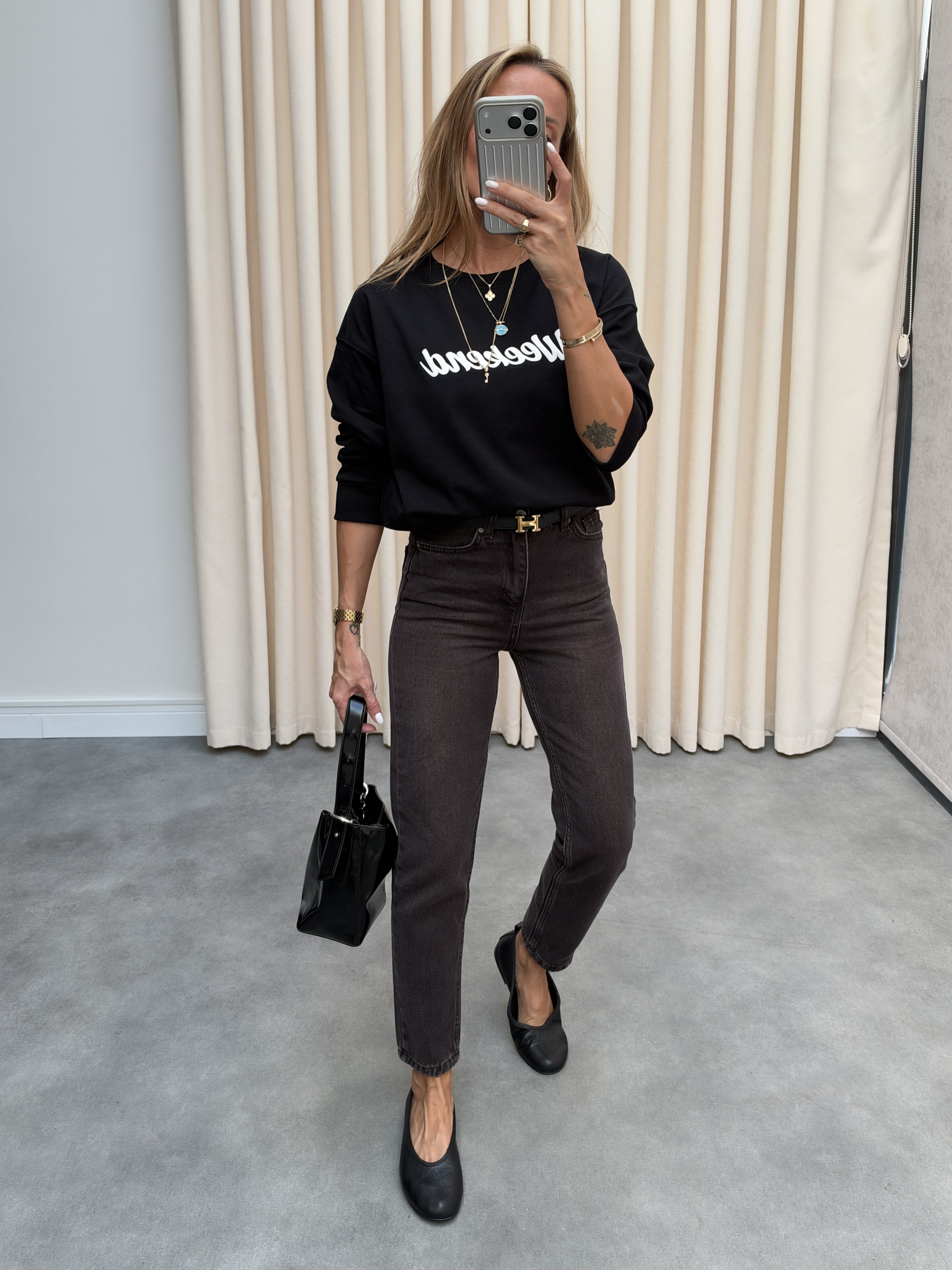 Weekend Yazılı Sweatshirt Siyah
