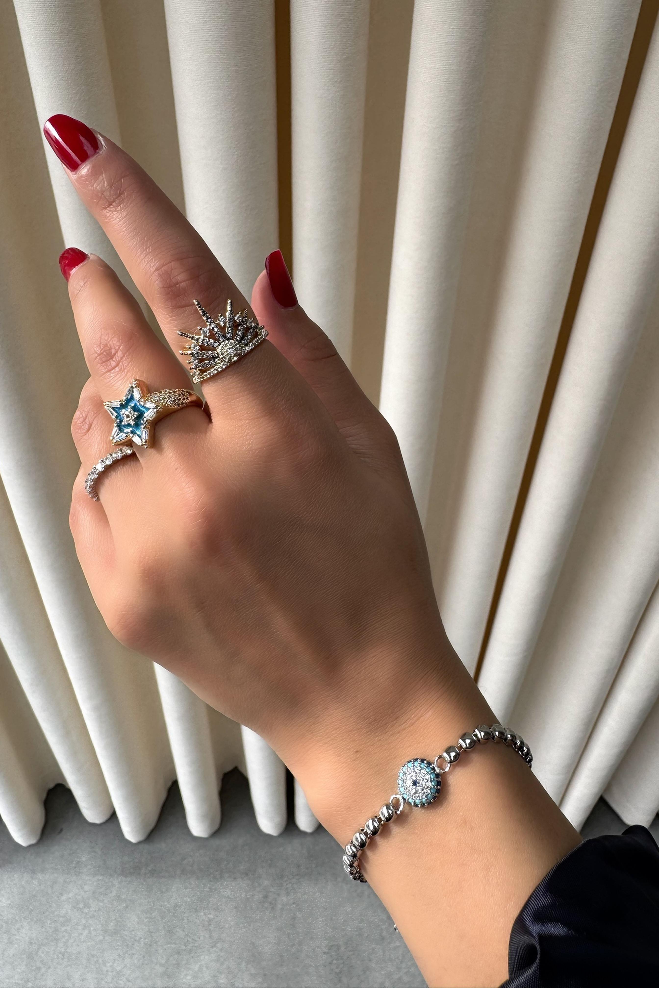 Xuping Nazar Boncuk Detaylı Bileklik Silver