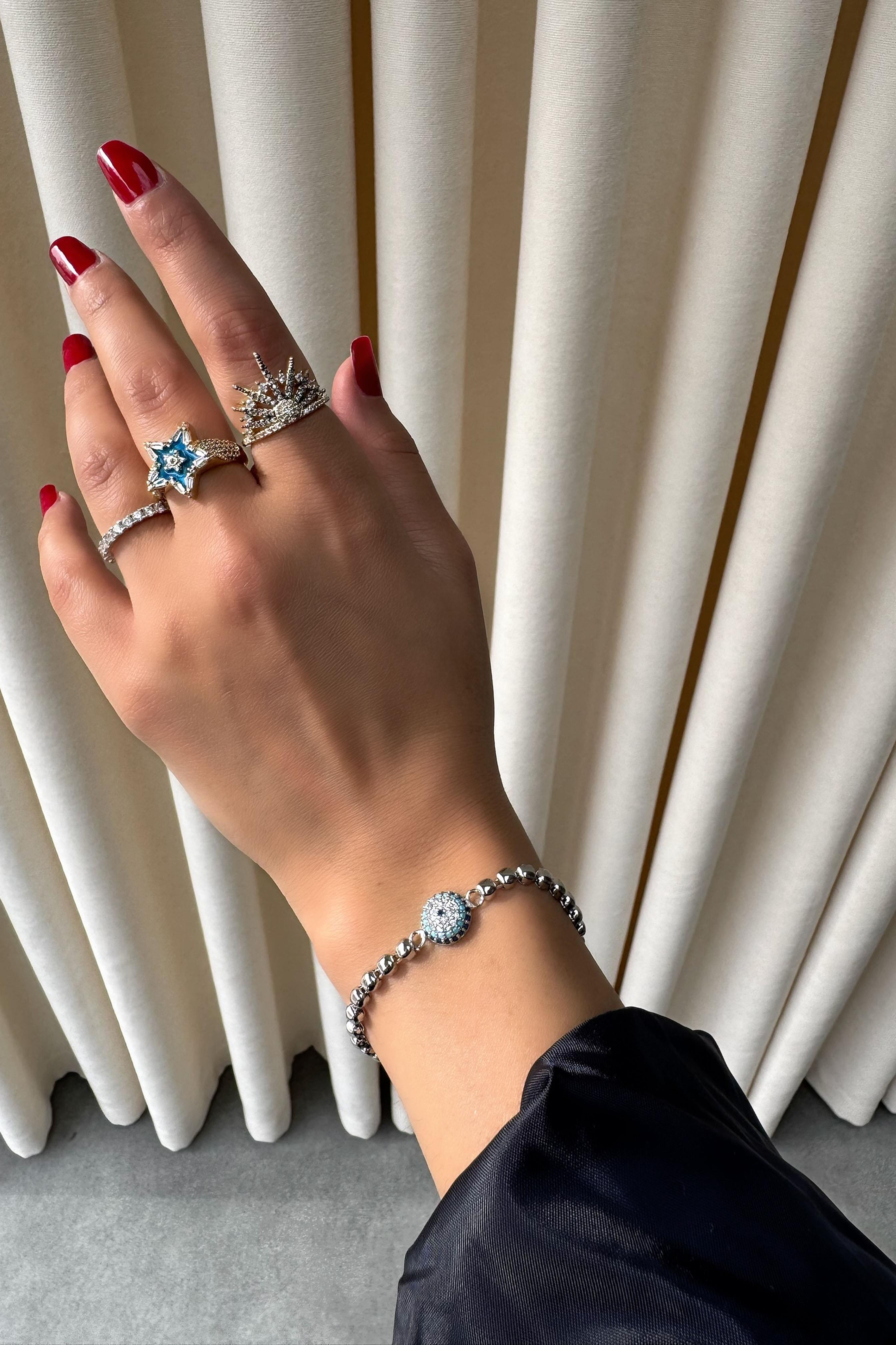Xuping Nazar Boncuk Detaylı Bileklik Silver