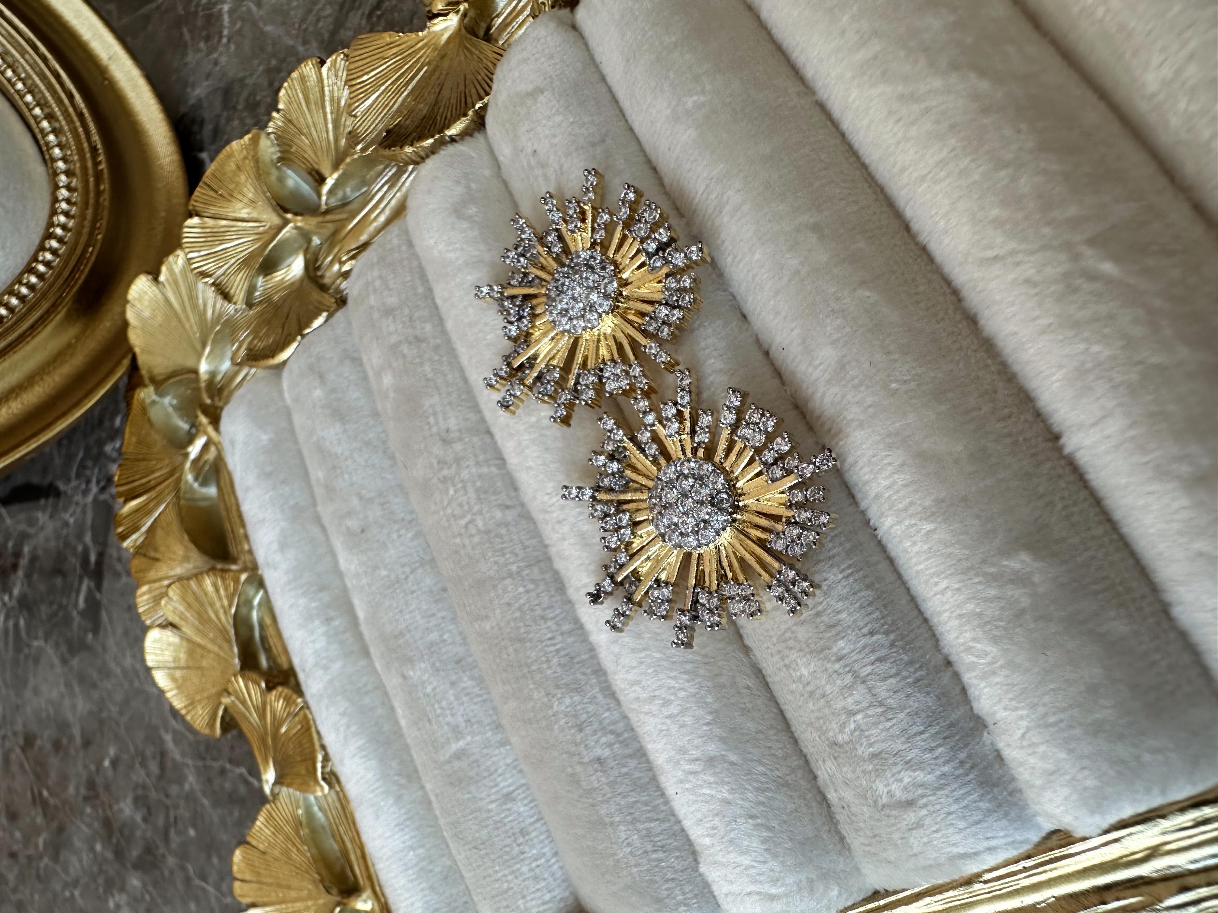 Xuping Zirkon Taşlı Gold Güneş Küpe