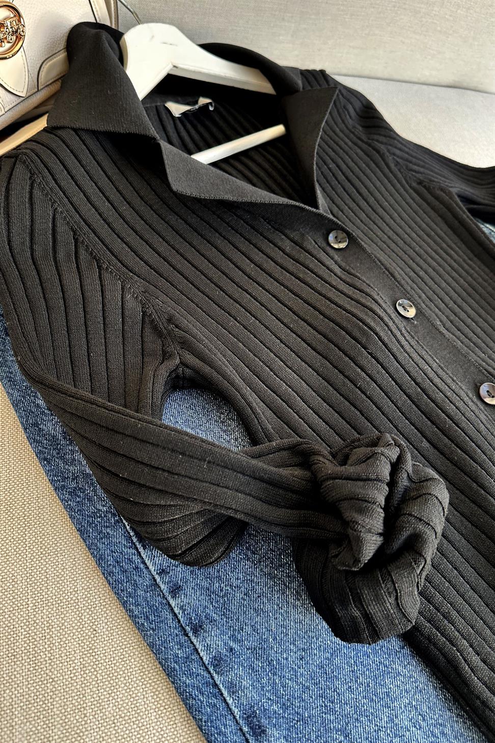 1. Sınıf Kalite Özel Triko Likralı Hırka Siyah