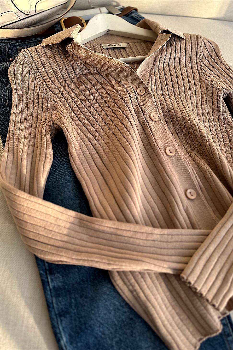 1. Sınıf Kalite Özel Triko Likralı Hırka Vizon