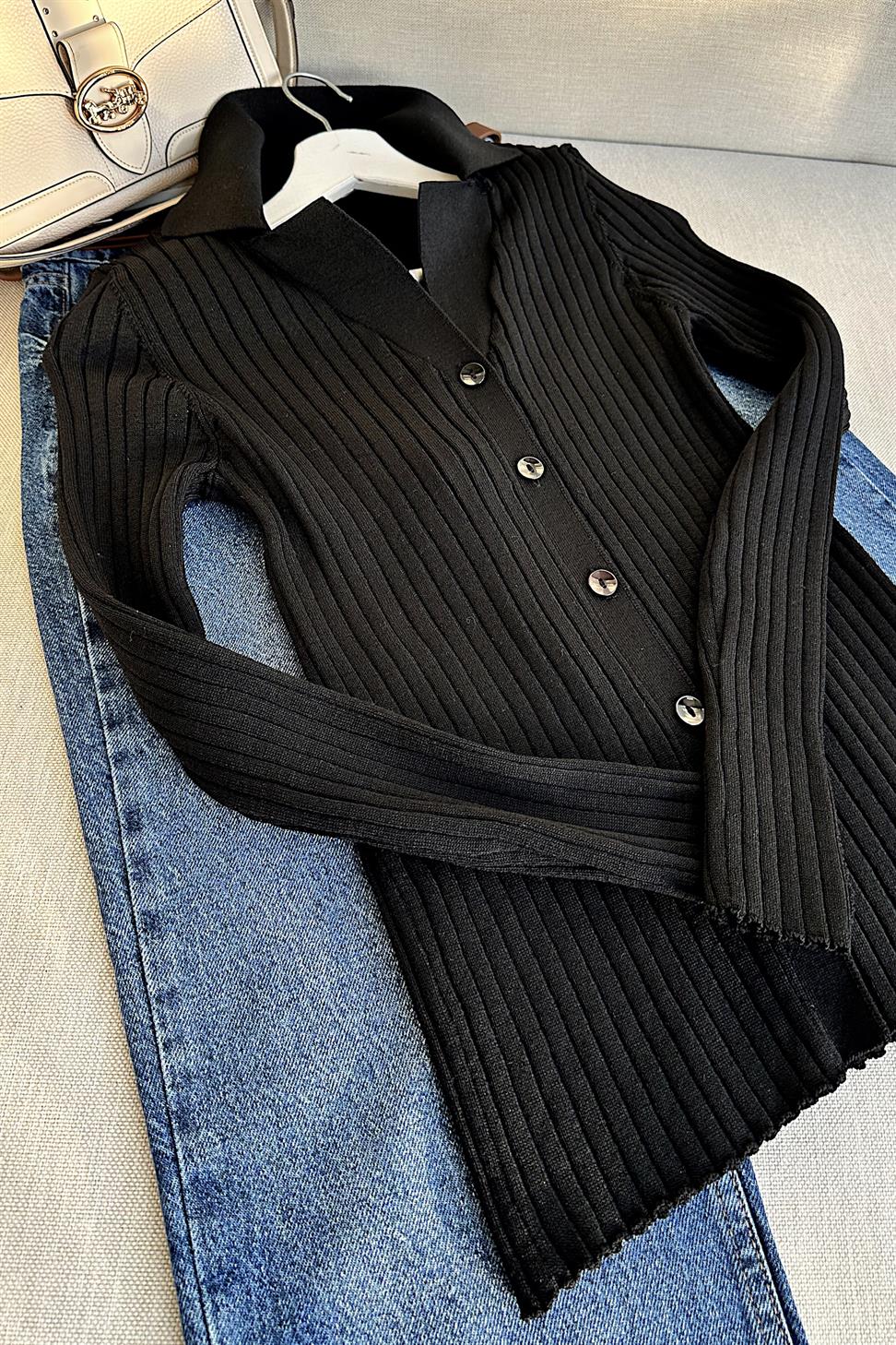 1. Sınıf Kalite Özel Triko Likralı Hırka Siyah