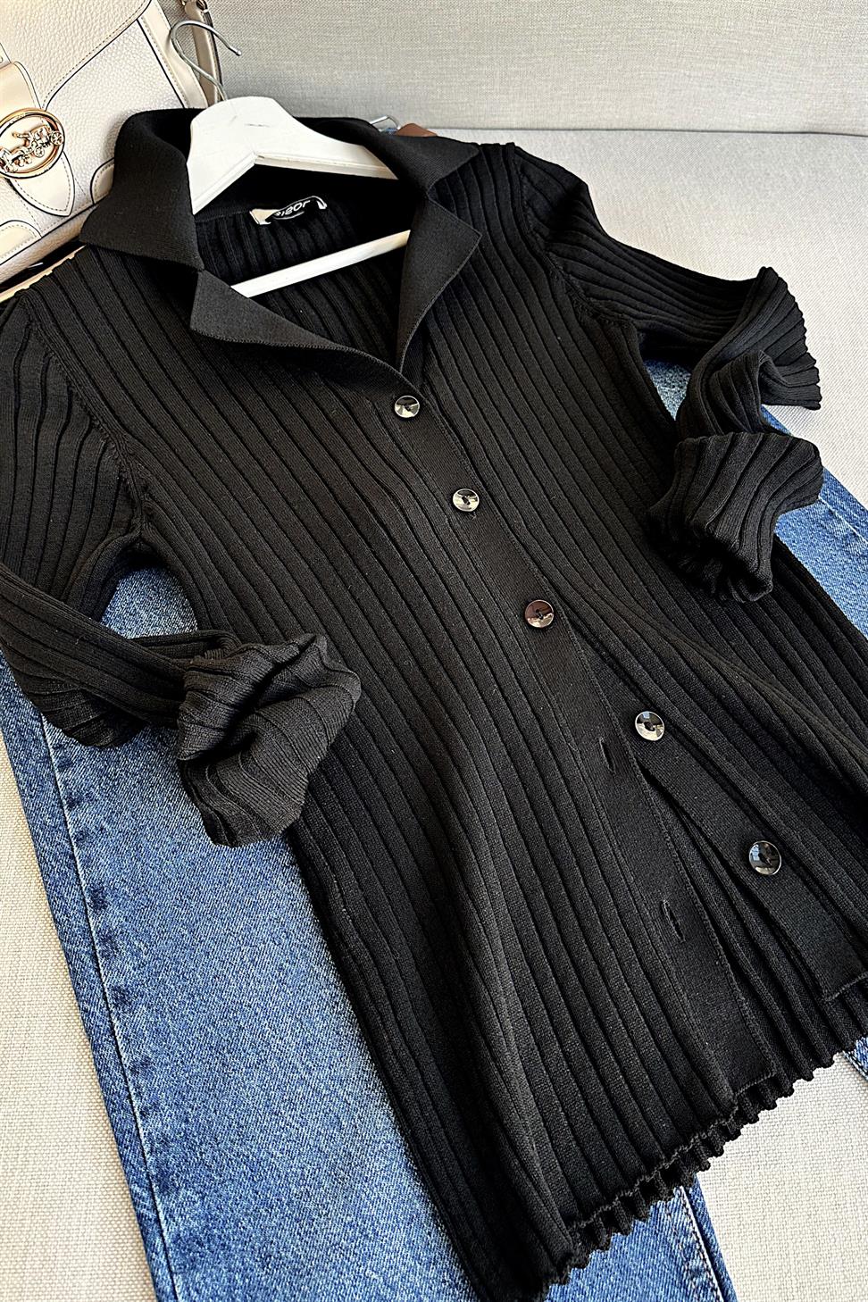 1. Sınıf Kalite Özel Triko Likralı Hırka Siyah