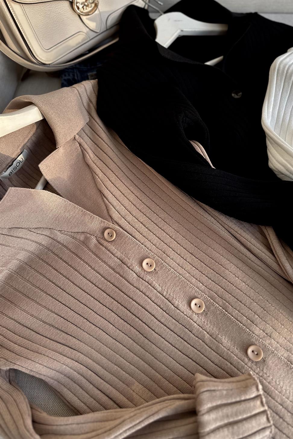 1. Sınıf Kalite Özel Triko Likralı Hırka Vizon