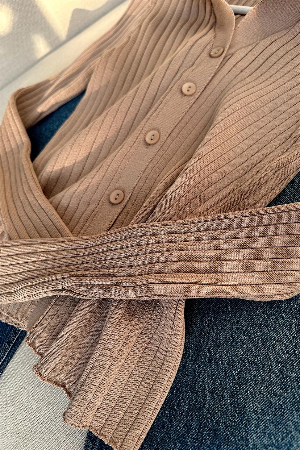 1. Sınıf Kalite Özel Triko Likralı Hırka Vizon