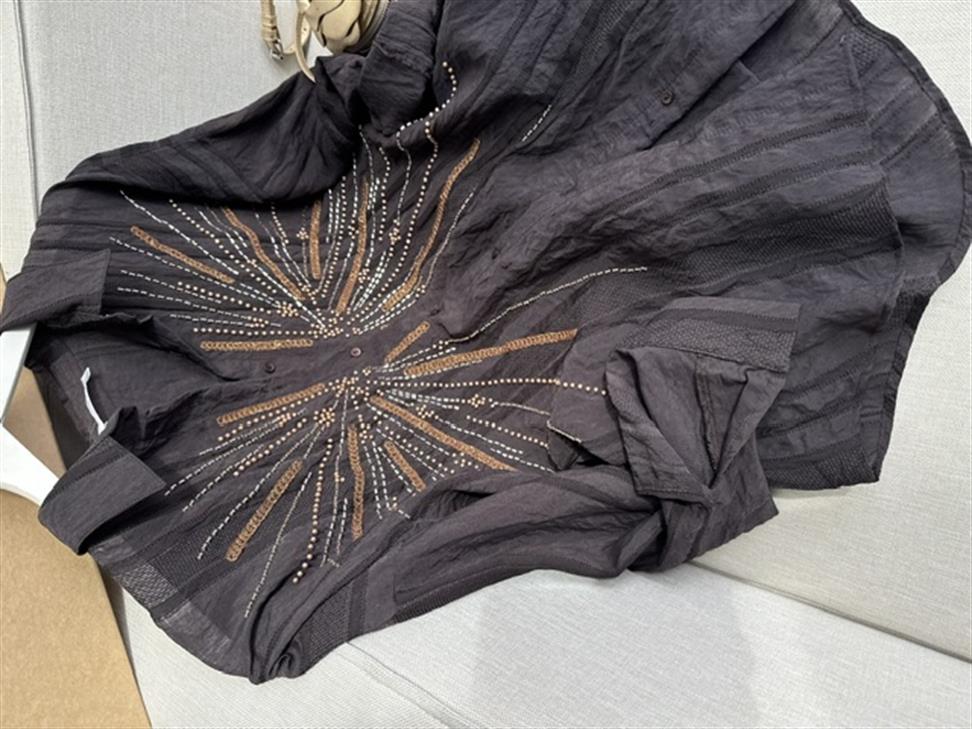 Acı Kahve Boncuk İşleme Çesil Gömlek