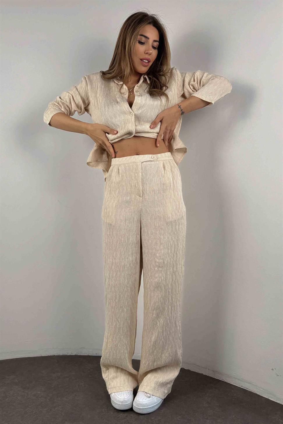 Akordiyon Kumaş İkili Kadın Takım Taş