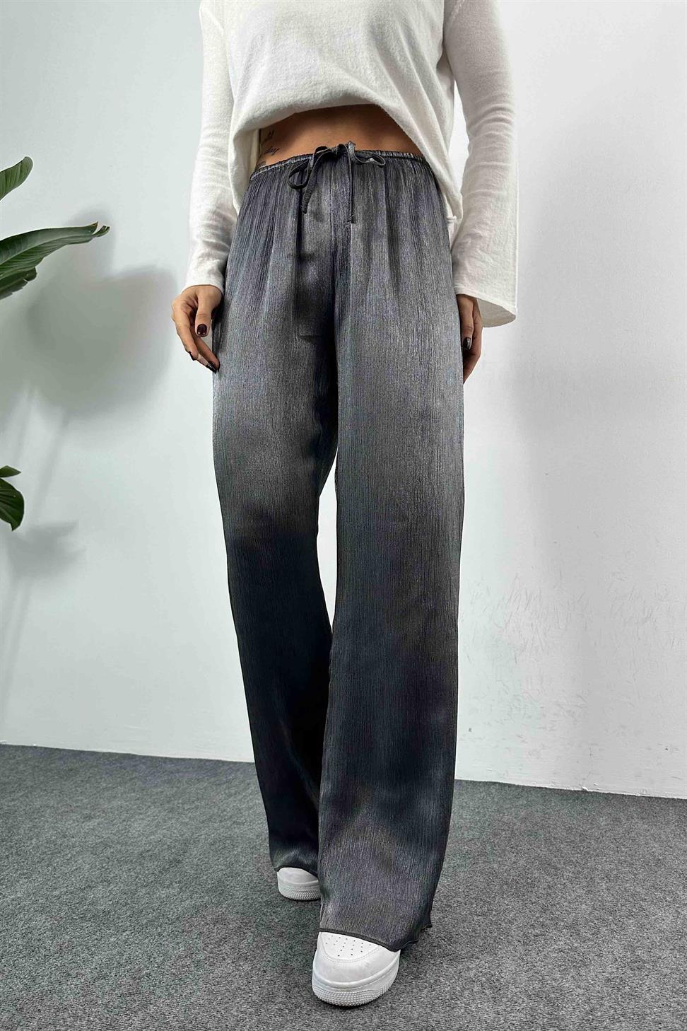 Akordiyon Kumaş Salaş Kadın Pantolon Antrasit