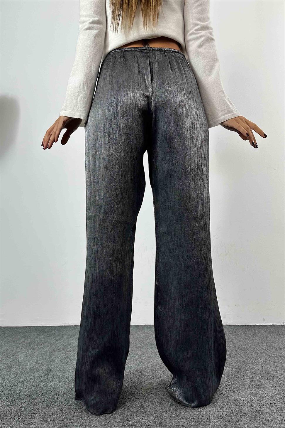 Akordiyon Kumaş Salaş Kadın Pantolon Antrasit