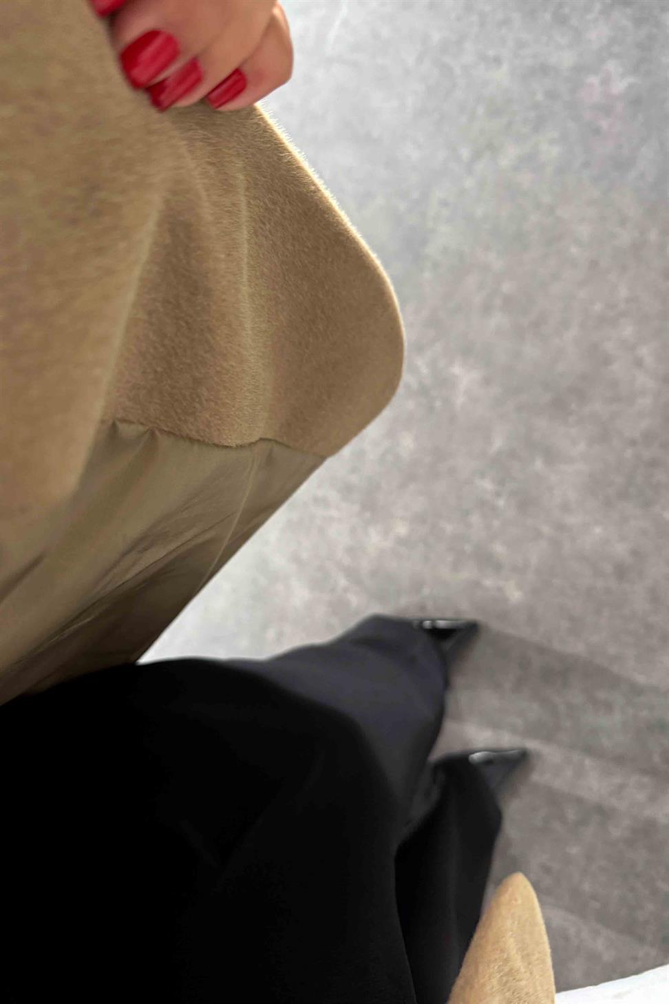 Alpaka Kürk Görünümlü Blazer Ceket Camel