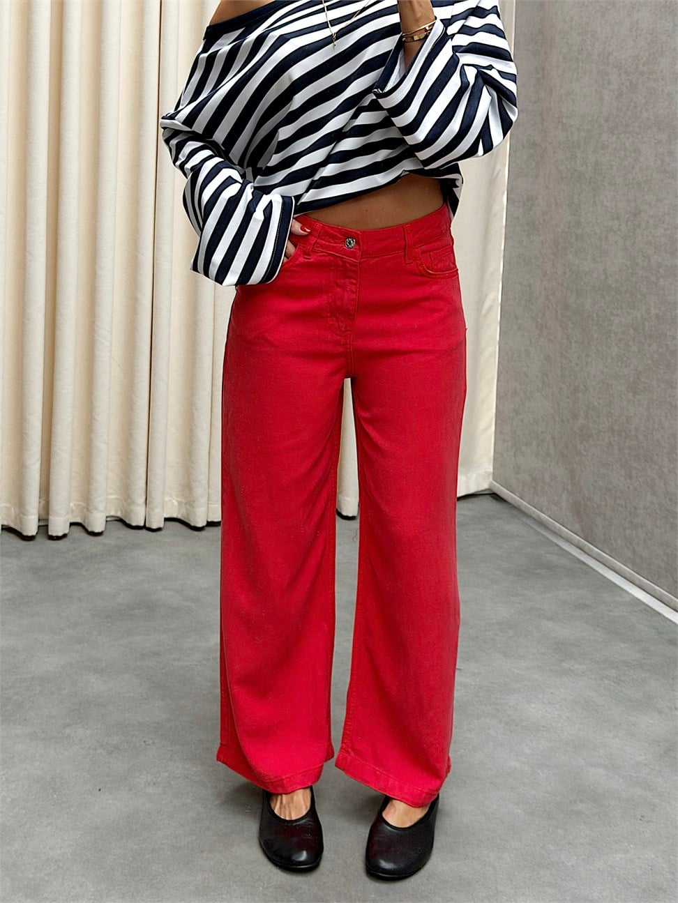 Arves Kırmızı Tensel Denim Pantolon