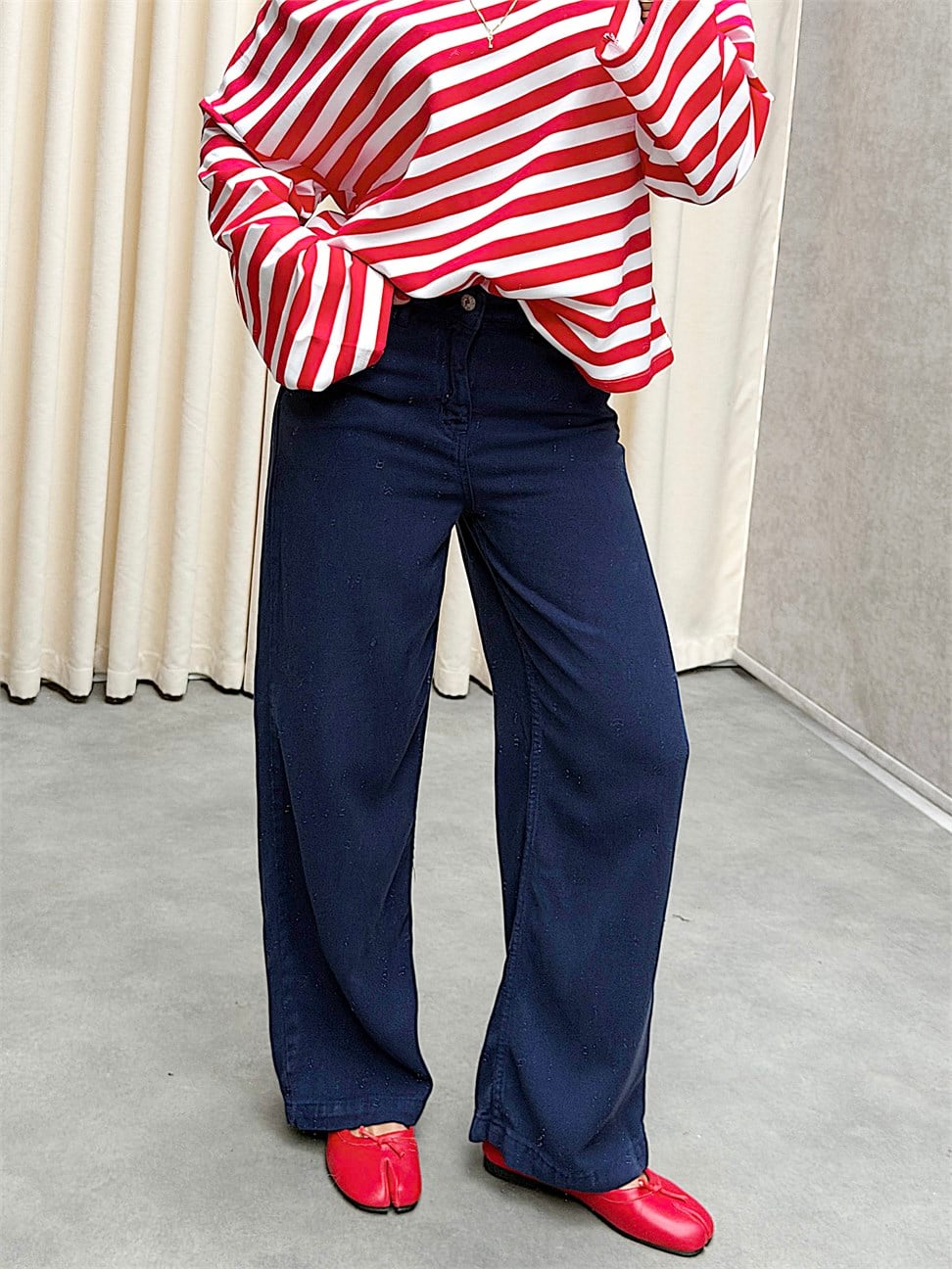 Arves Lacivert Tensel Denim Pantolon