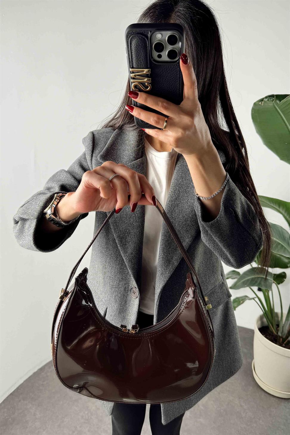 Ayarlanabilir Cherry Rugan Çanta Bitter Kahve