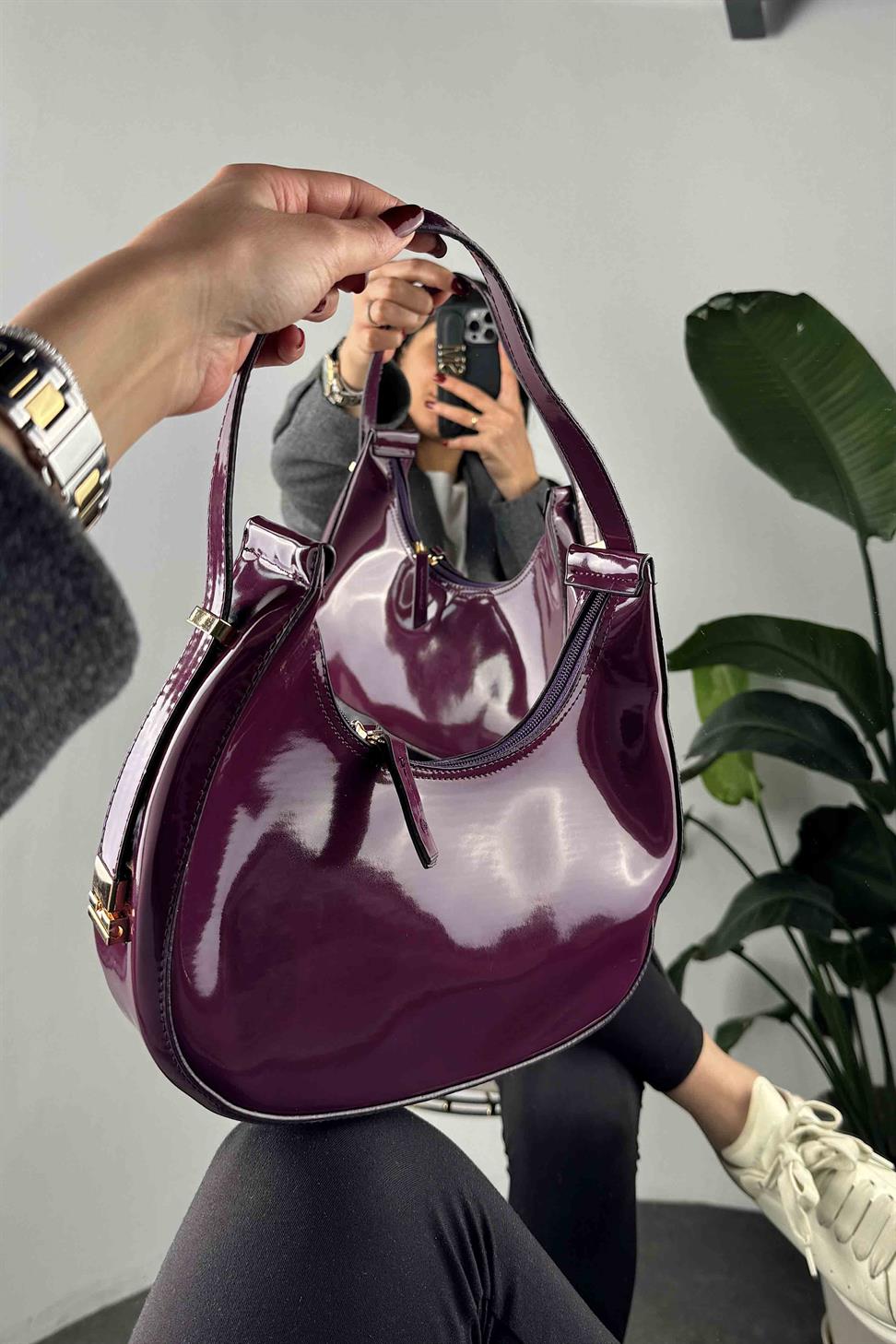 Ayarlanabilir Cherry Rugan Çanta Mürdüm