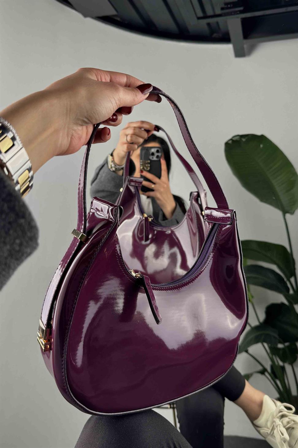 Ayarlanabilir Cherry Rugan Çanta Mürdüm