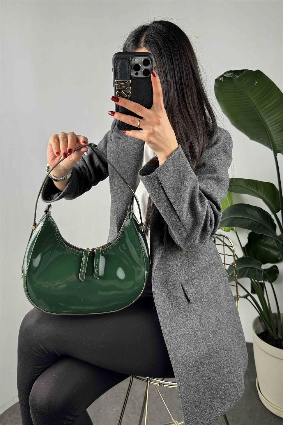 Ayarlanabilir Cherry Rugan Çanta Zümrüt