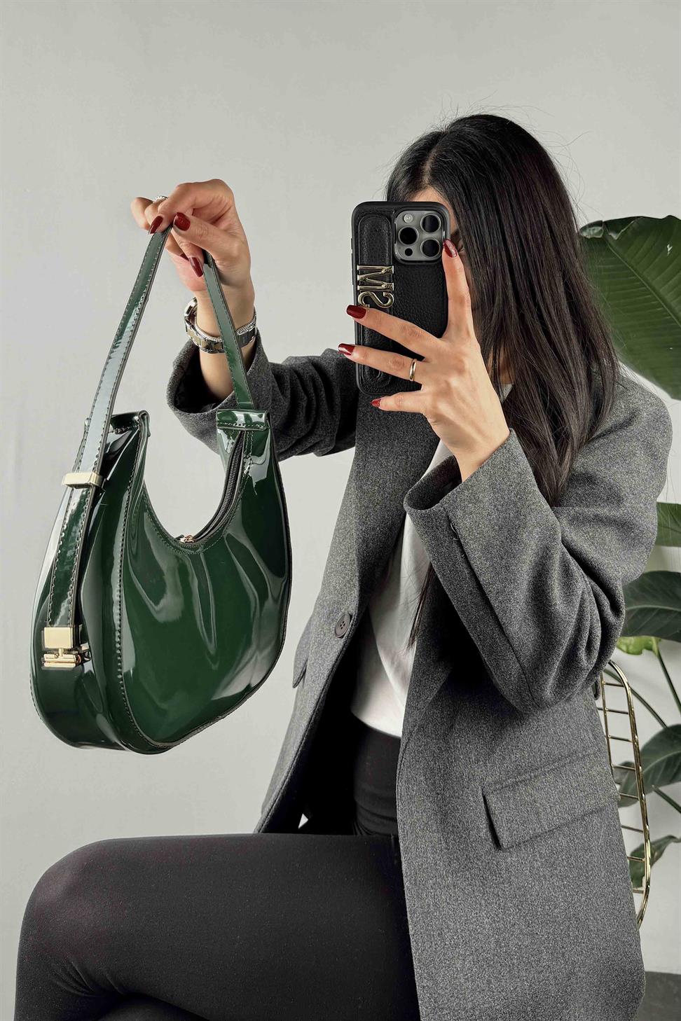 Ayarlanabilir Cherry Rugan Çanta Zümrüt