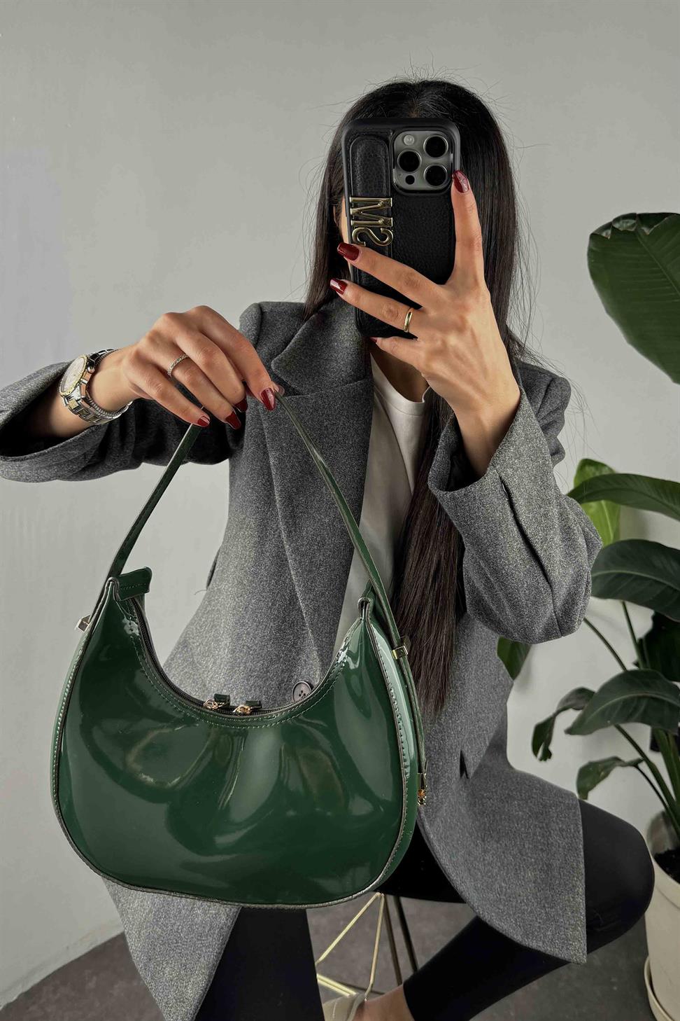 Ayarlanabilir Cherry Rugan Çanta Zümrüt