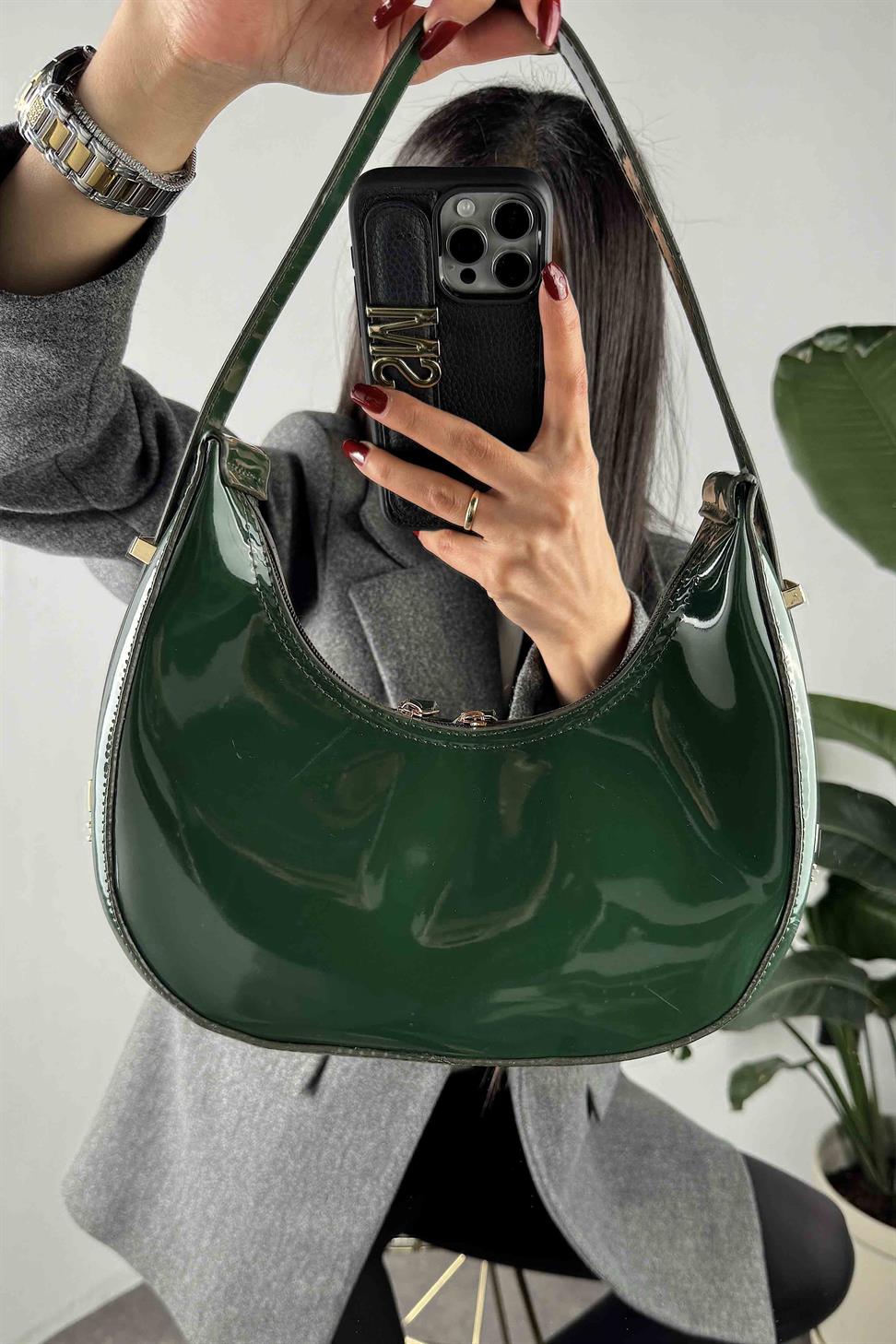 Ayarlanabilir Cherry Rugan Çanta Zümrüt