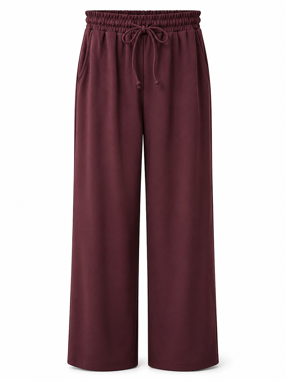 Bel Bağlamalı Cepli Modal Kumaş Pantolon Bordo
