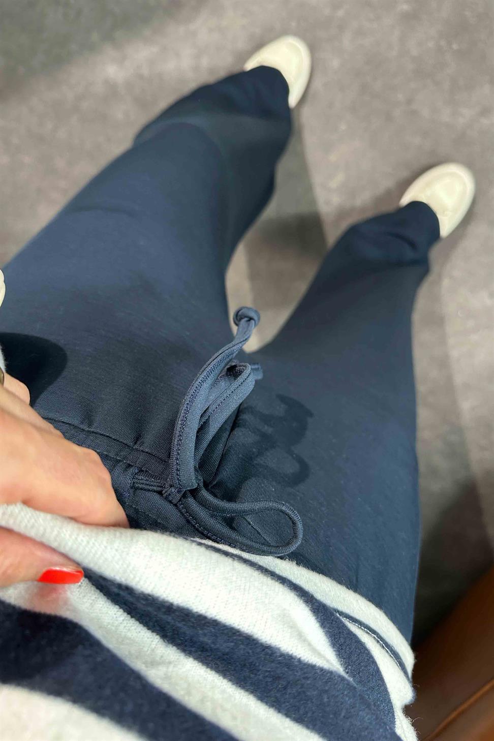 Bel Bağlamalı Cepli Modal Kumaş Pantolon Lacivert